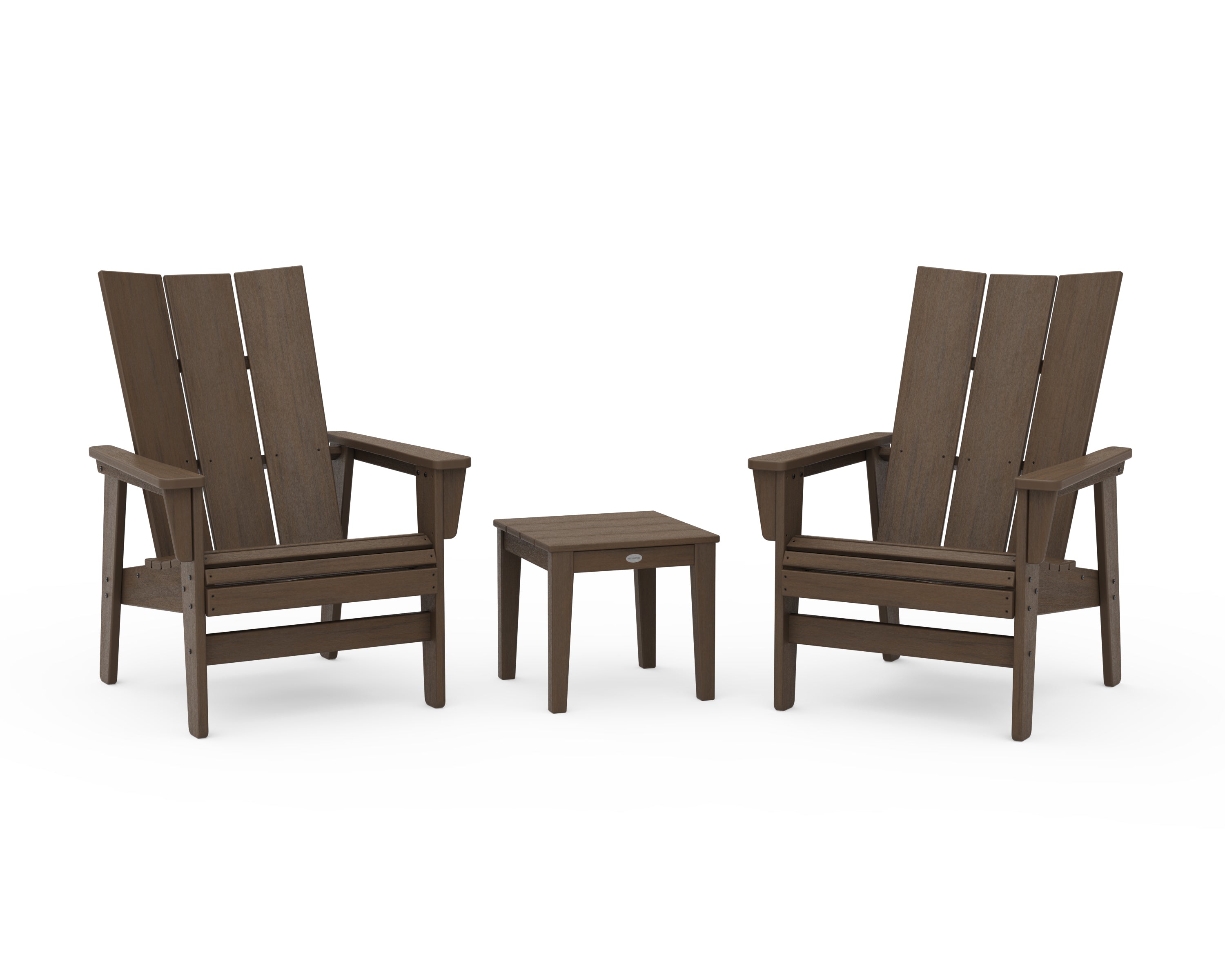 POLYWOOD 3-Piece Modern Grand Upright Adirondack Set in Kona