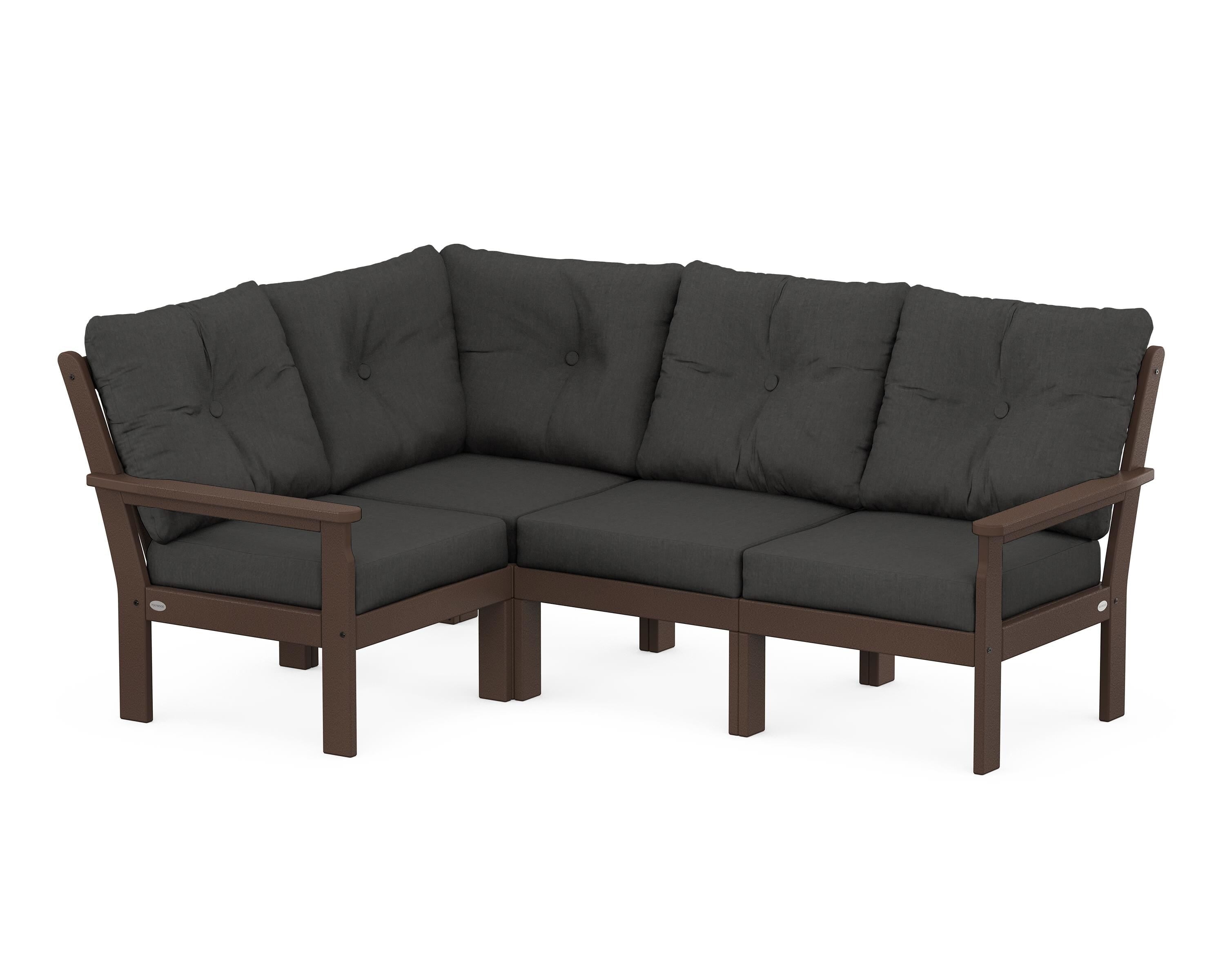 POLYWOOD Vineyard 4-Piece Sectional in Mahogany / Spectrum Carbon