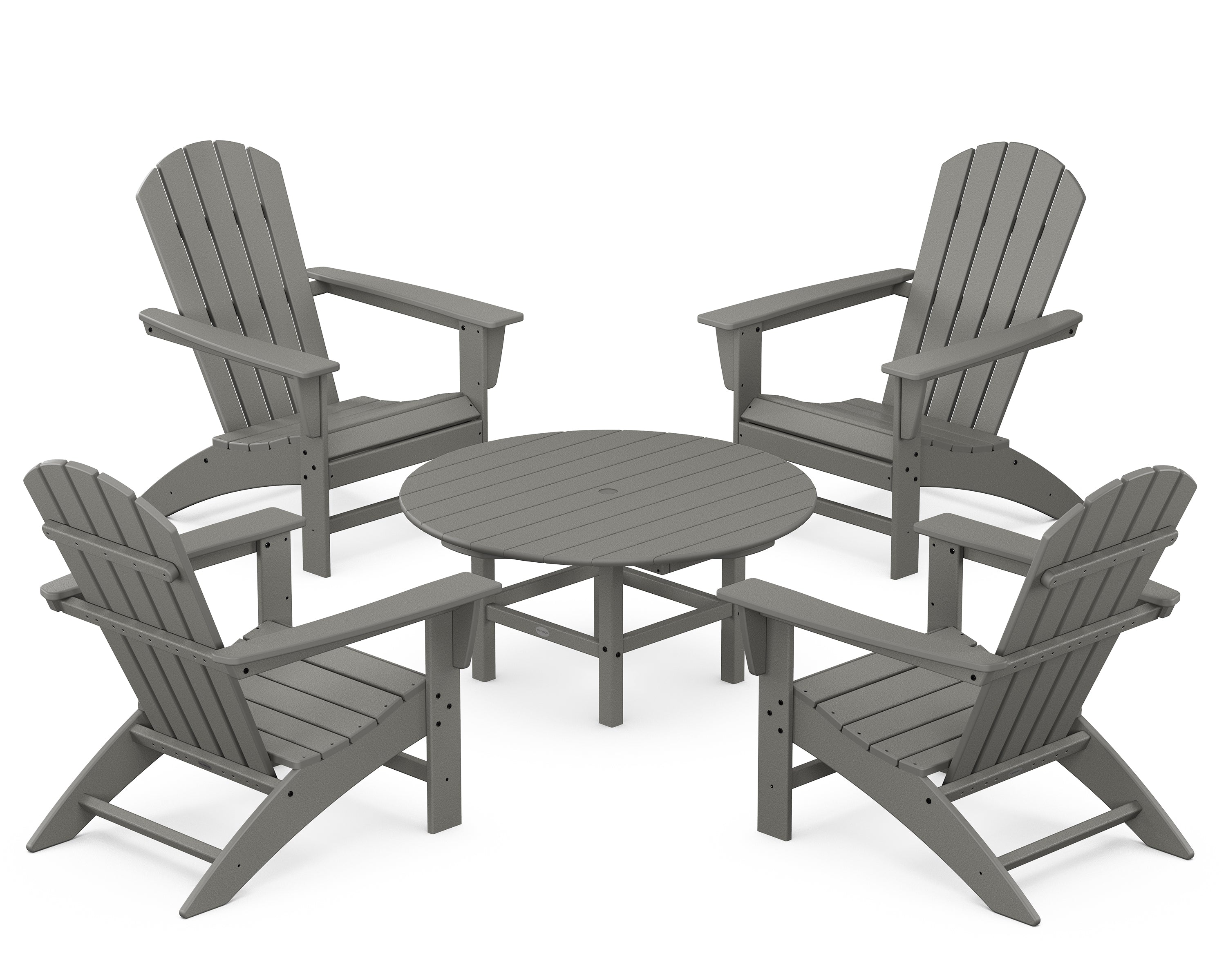 POLYWOOD Nautical 5-Piece Adirondack Chair Conversation Set in Slate Grey