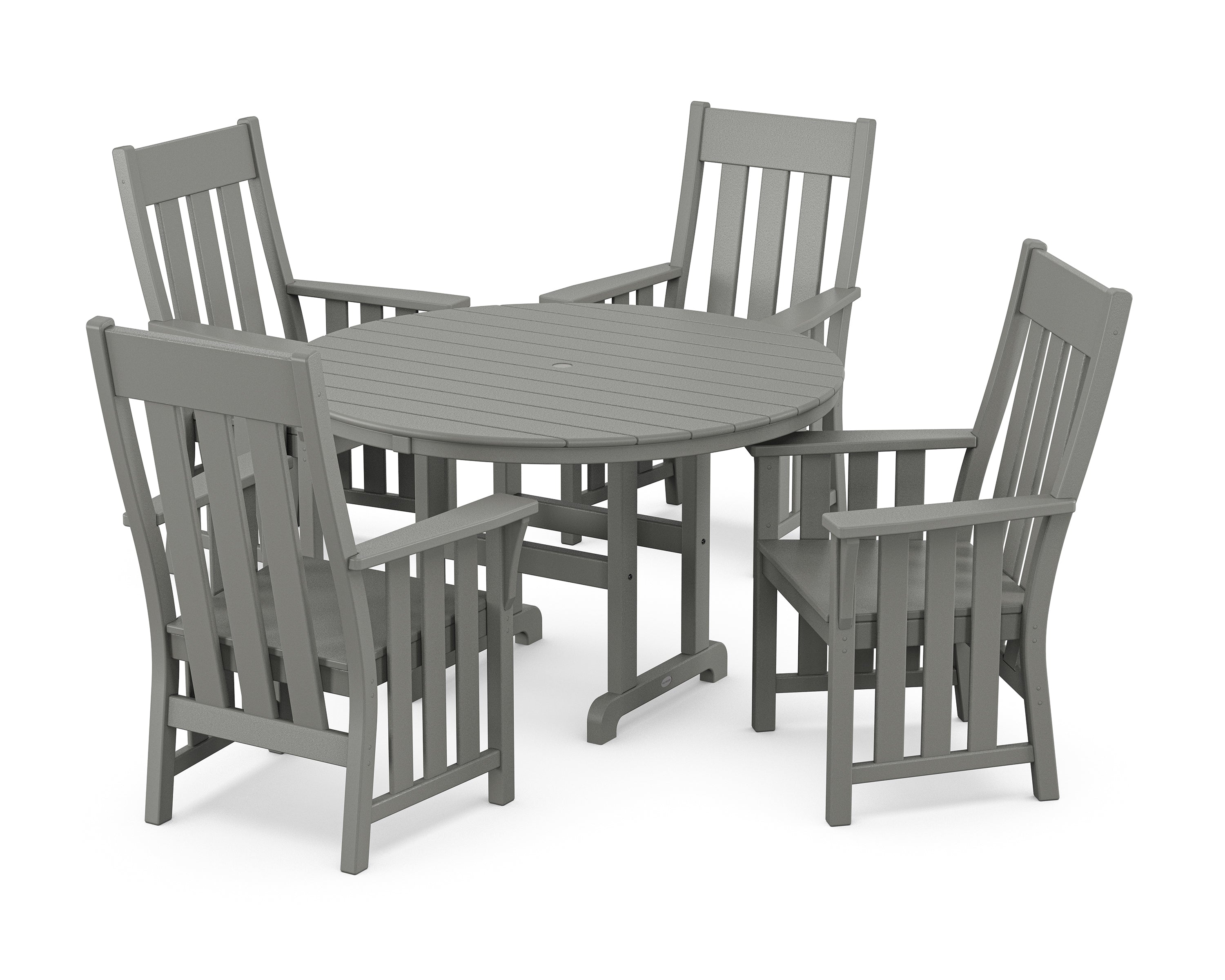 Martha Stewart by POLYWOOD® Acadia 5-Piece Round Farmhouse Dining Set in Slate Grey