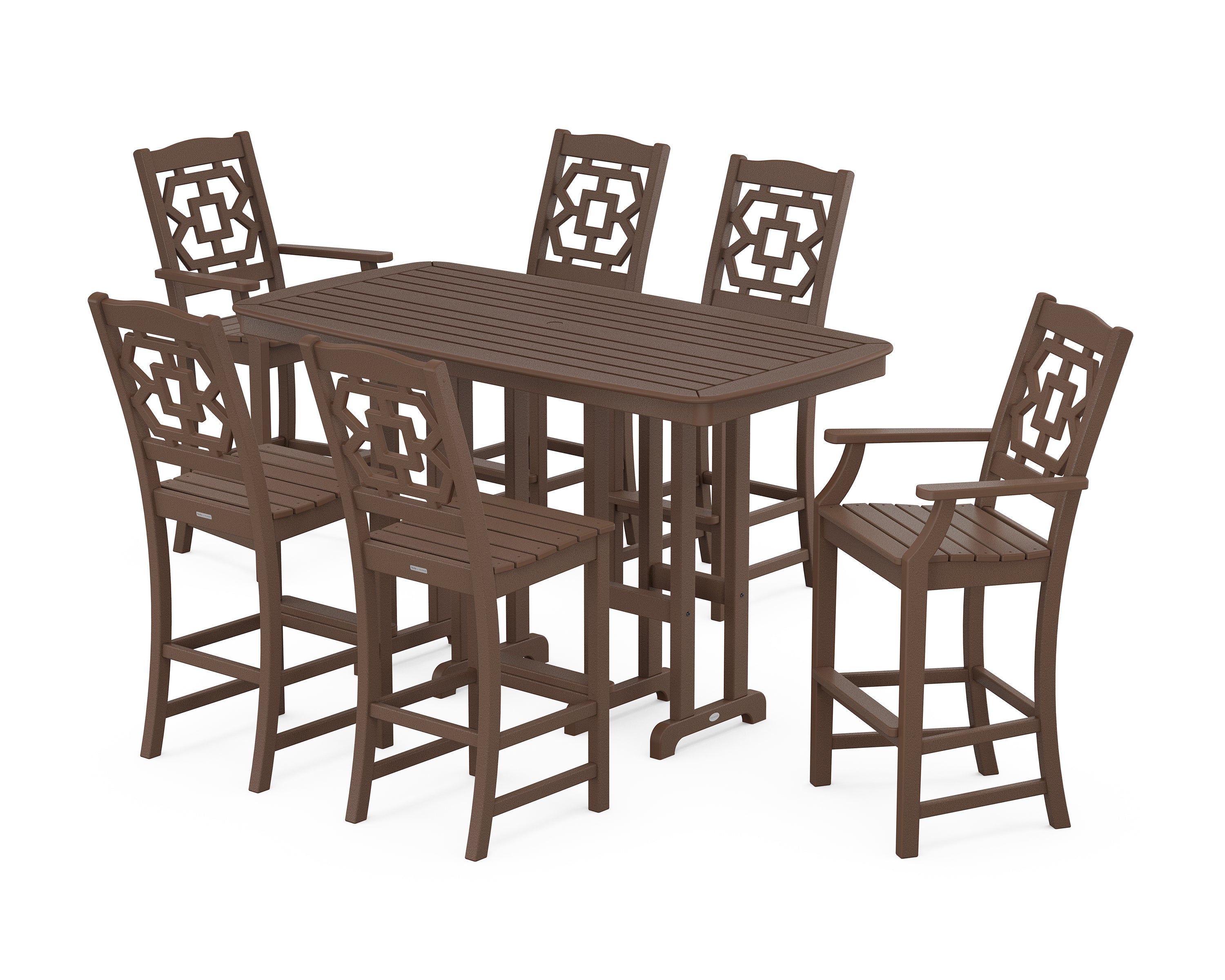 Martha Stewart by POLYWOOD Chinoiserie 7-Piece Bar Set in Mahogany
