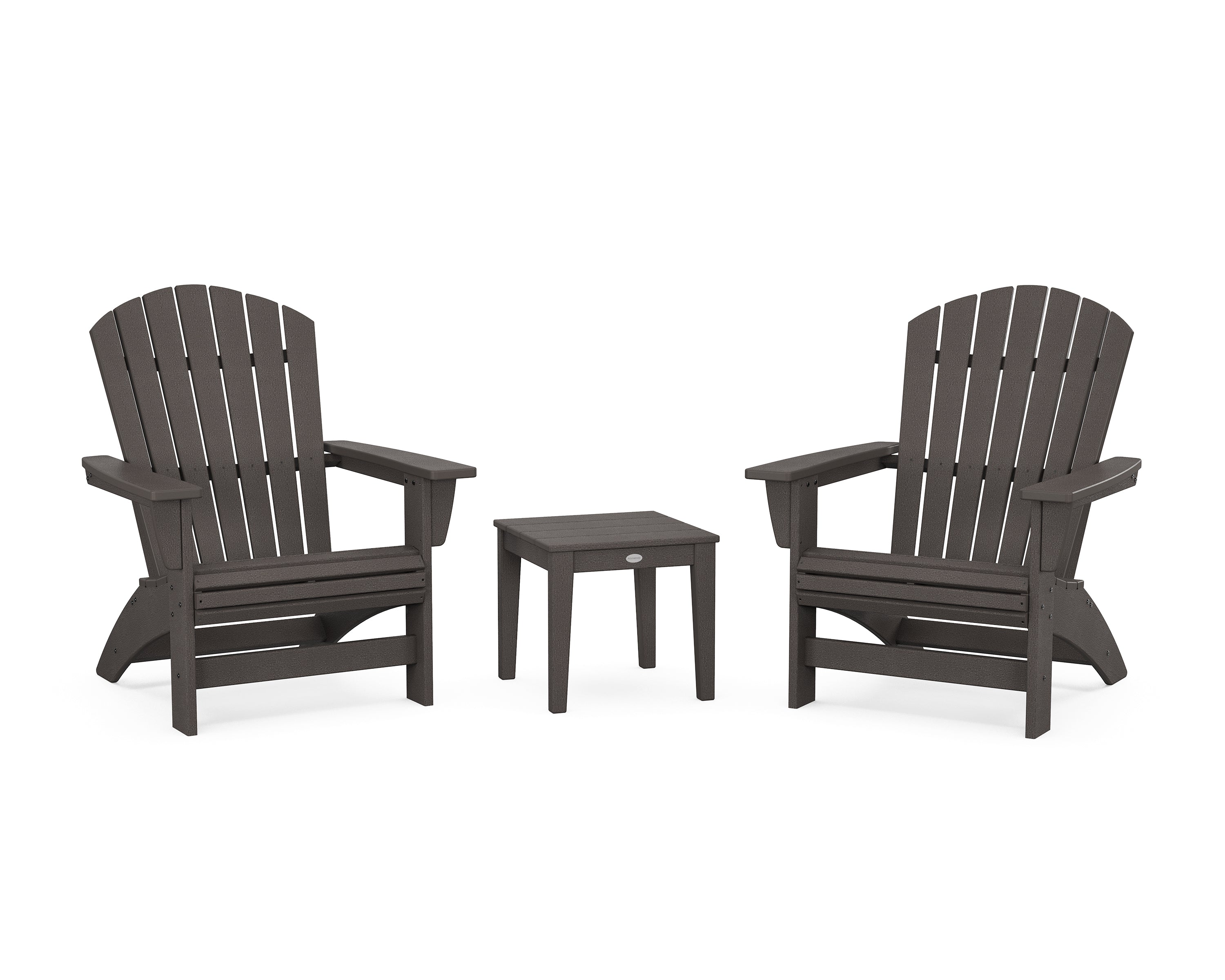 POLYWOOD 3-Piece Nautical Grand Adirondack Set in Vintage Coffee