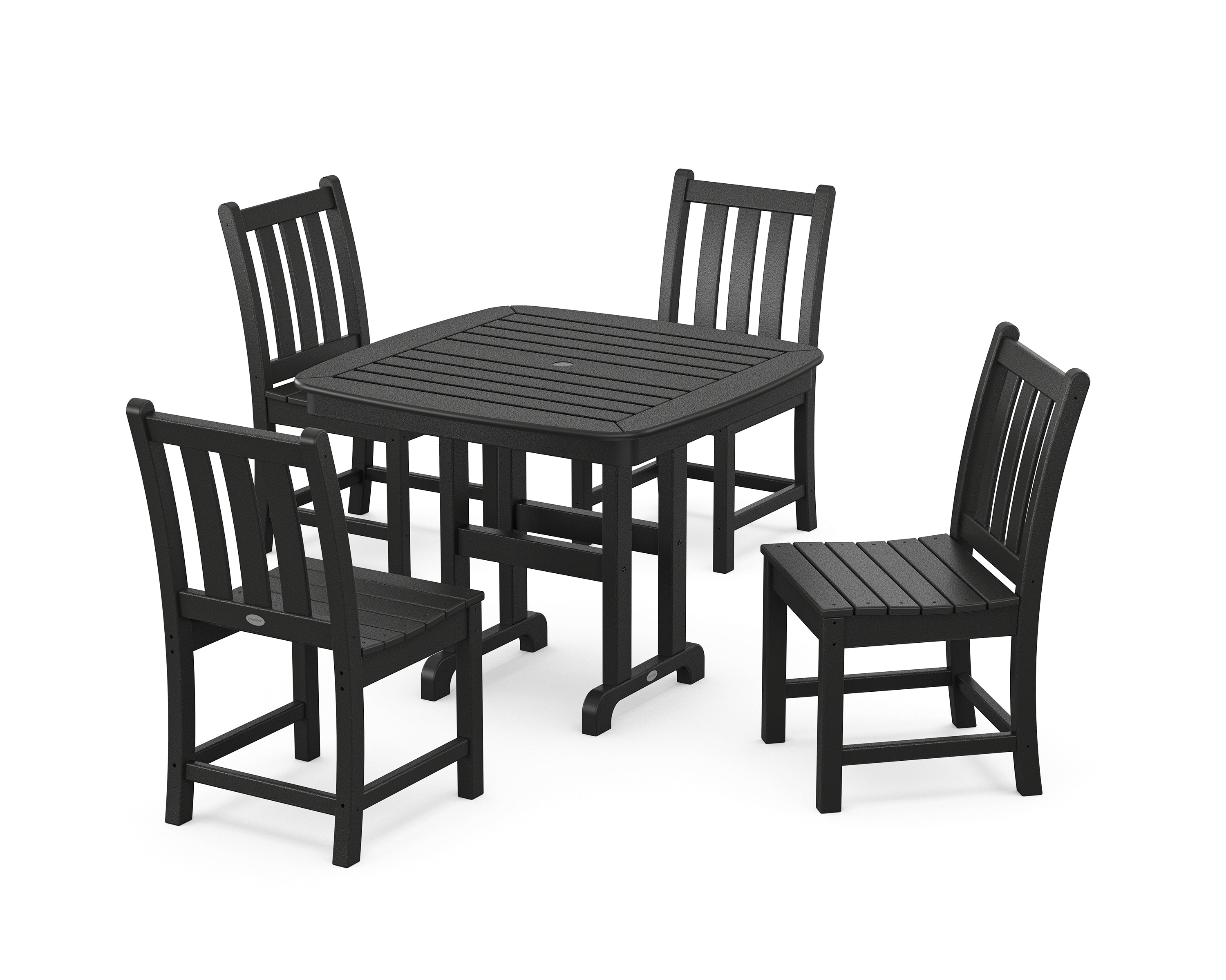 POLYWOOD Traditional Garden Side Chair 5-Piece Dining Set in Black