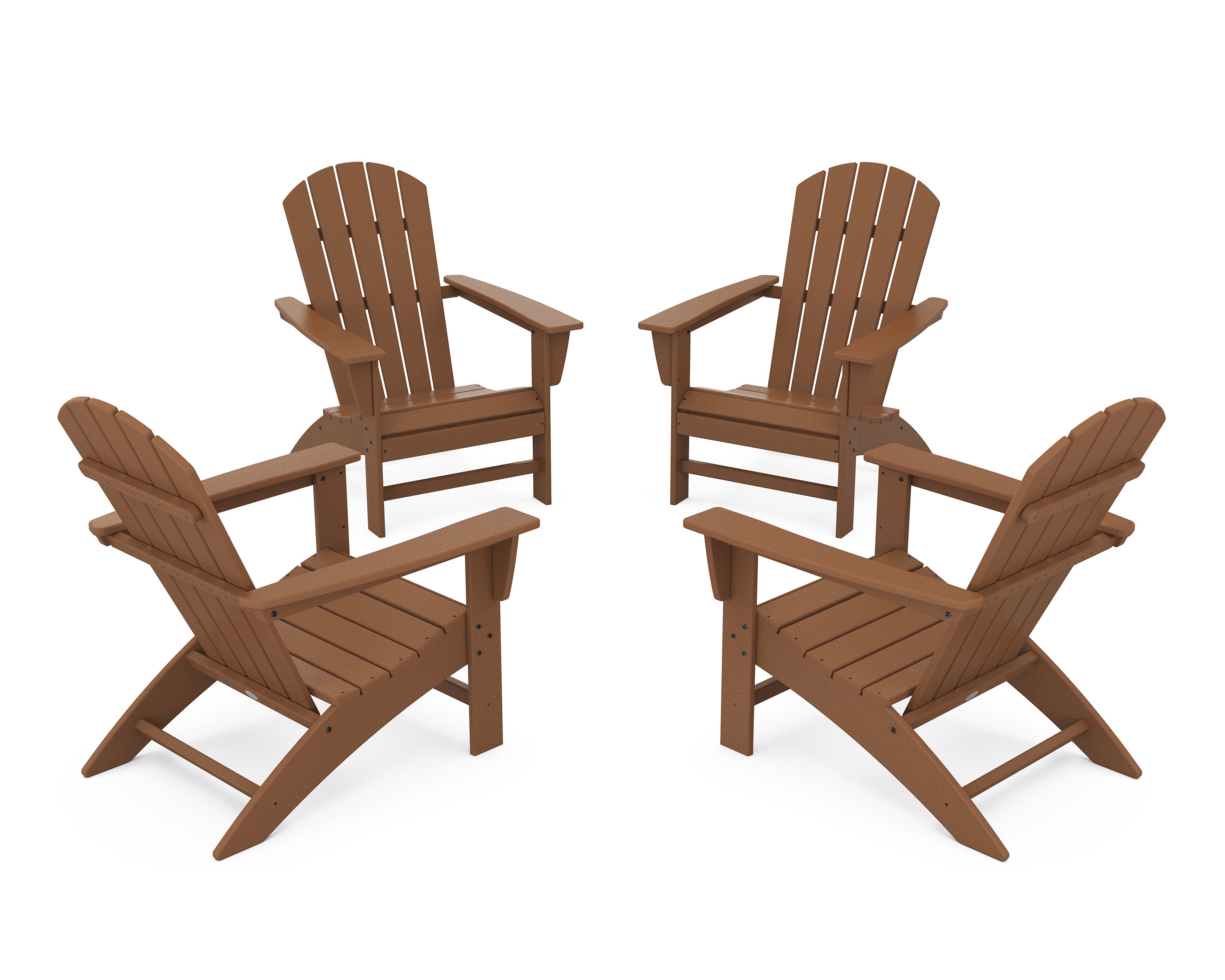 POLYWOOD Nautical 4-Piece Adirondack Conversation Set in Teak