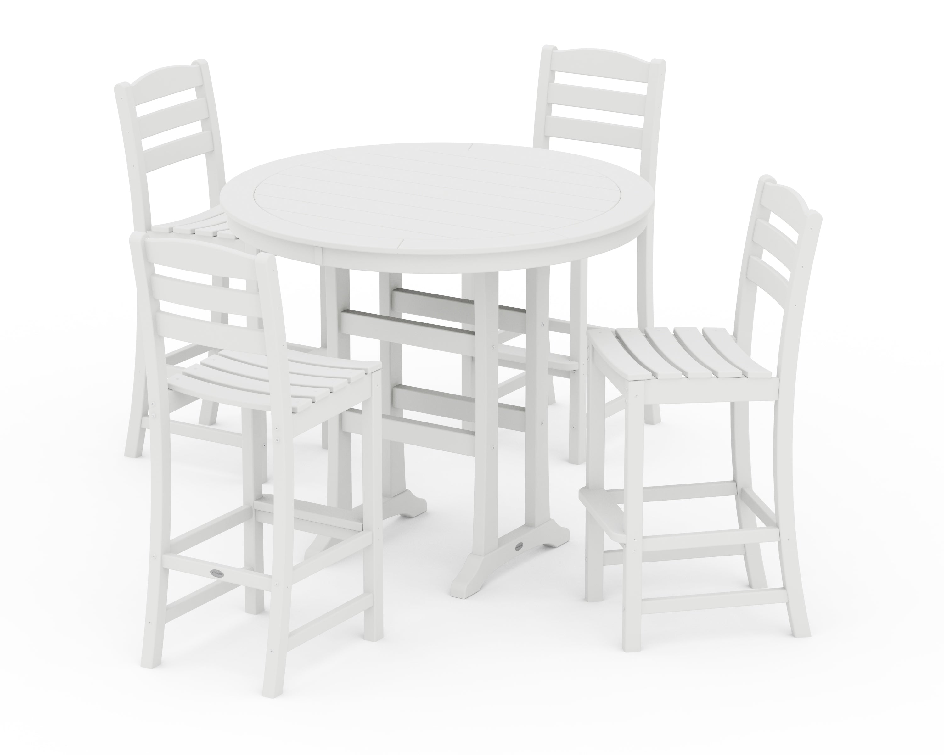 POLYWOOD La Casa Café 5-Piece Side Chair Bar Dining Set in White