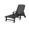 POLYWOOD Nautical Chaise with Arms & Wheels in Black