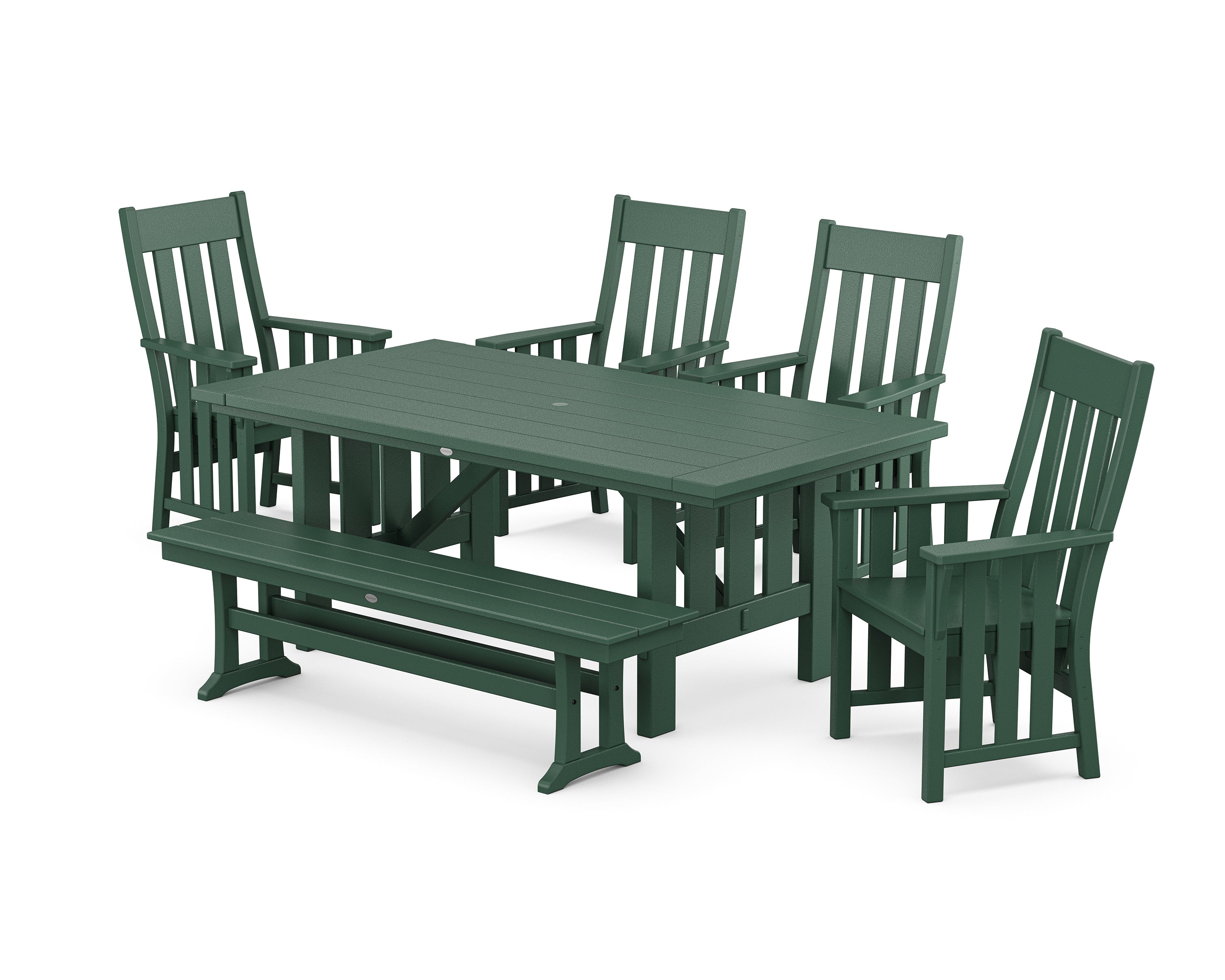 Martha Stewart by POLYWOOD Acadia 6-Piece Dining Set with Bench in Green