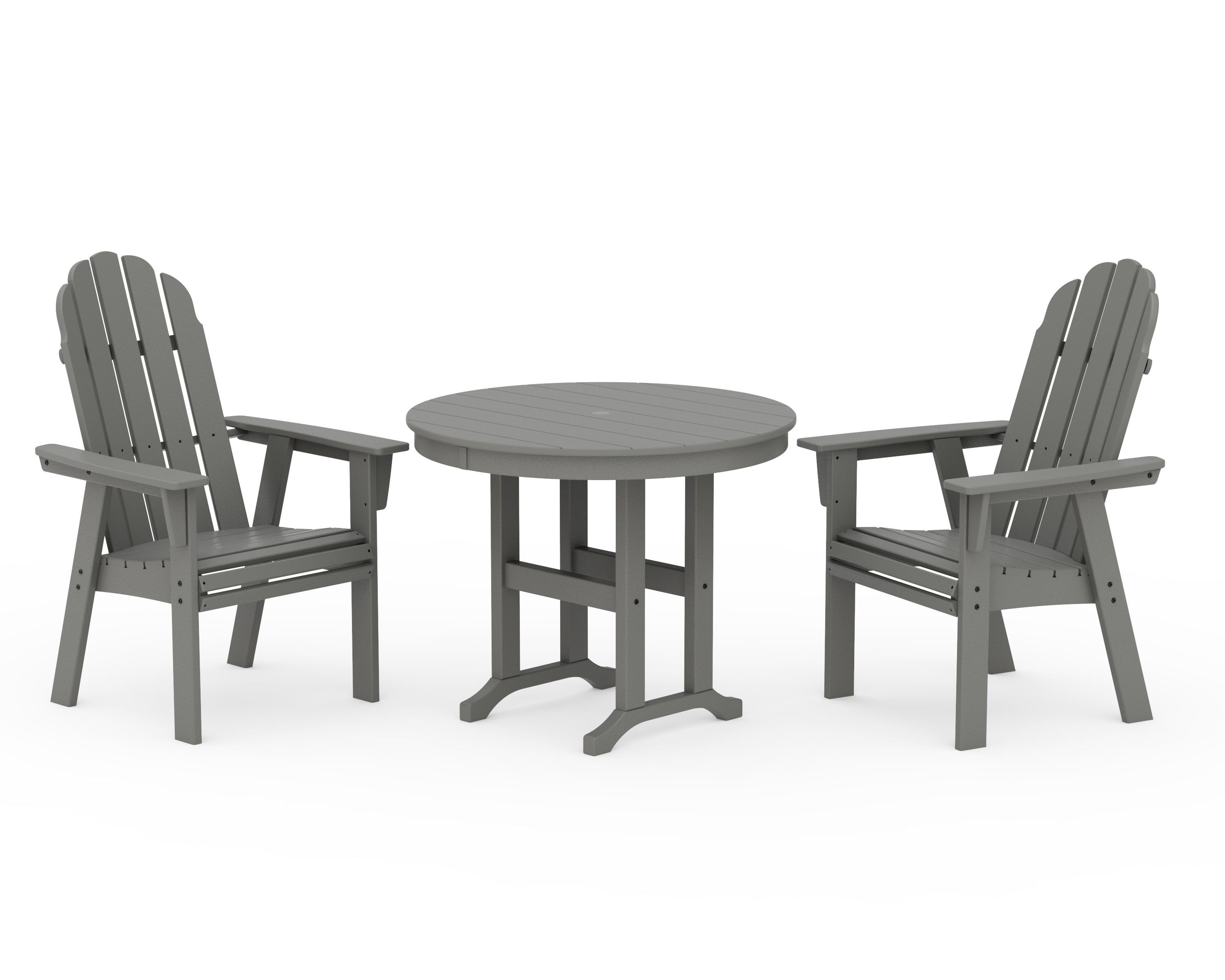 POLYWOOD Vineyard Adirondack 3-Piece Round Dining Set in Slate Grey
