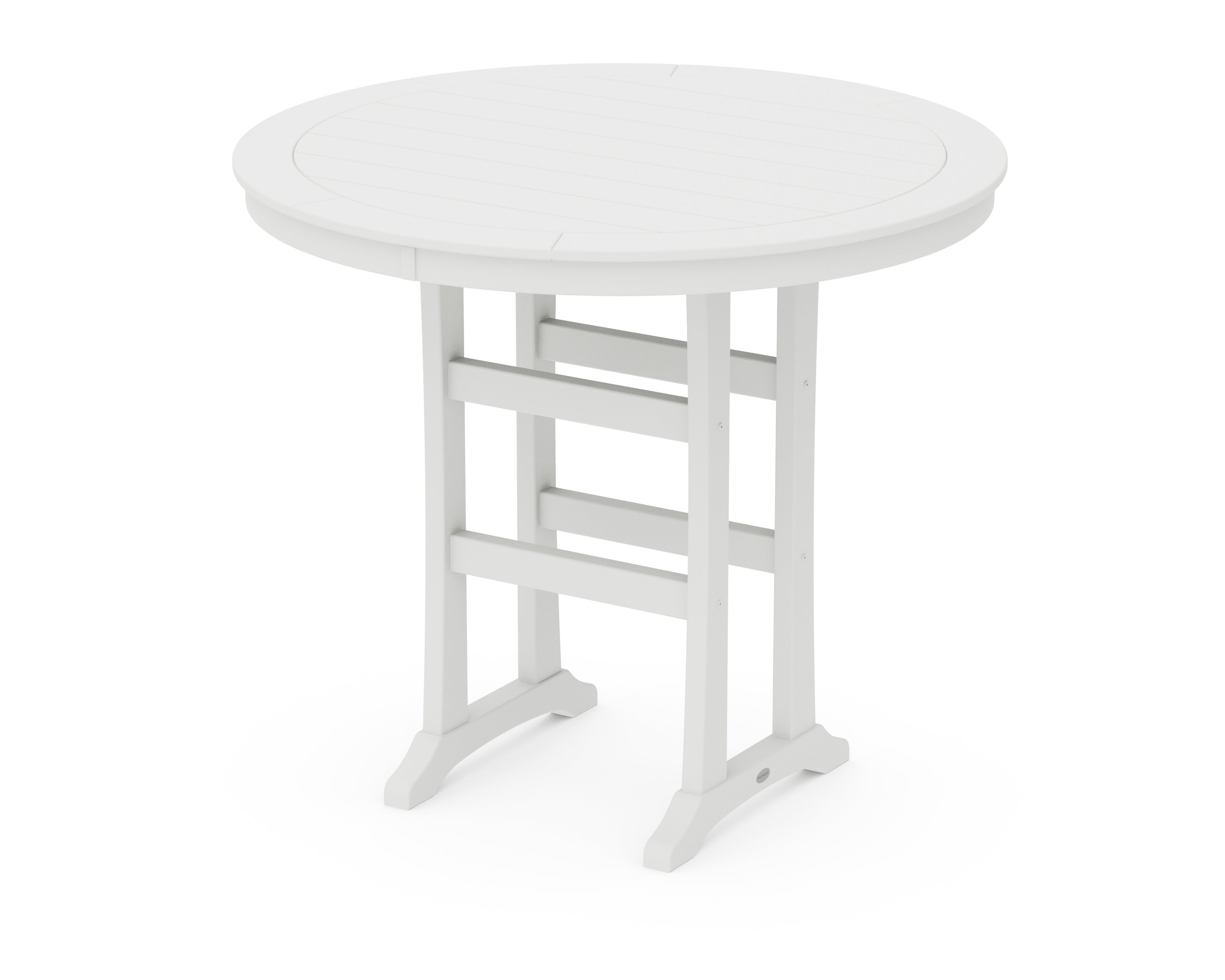POLYWOOD Nautical Round Bar Table w/ No Hole in White