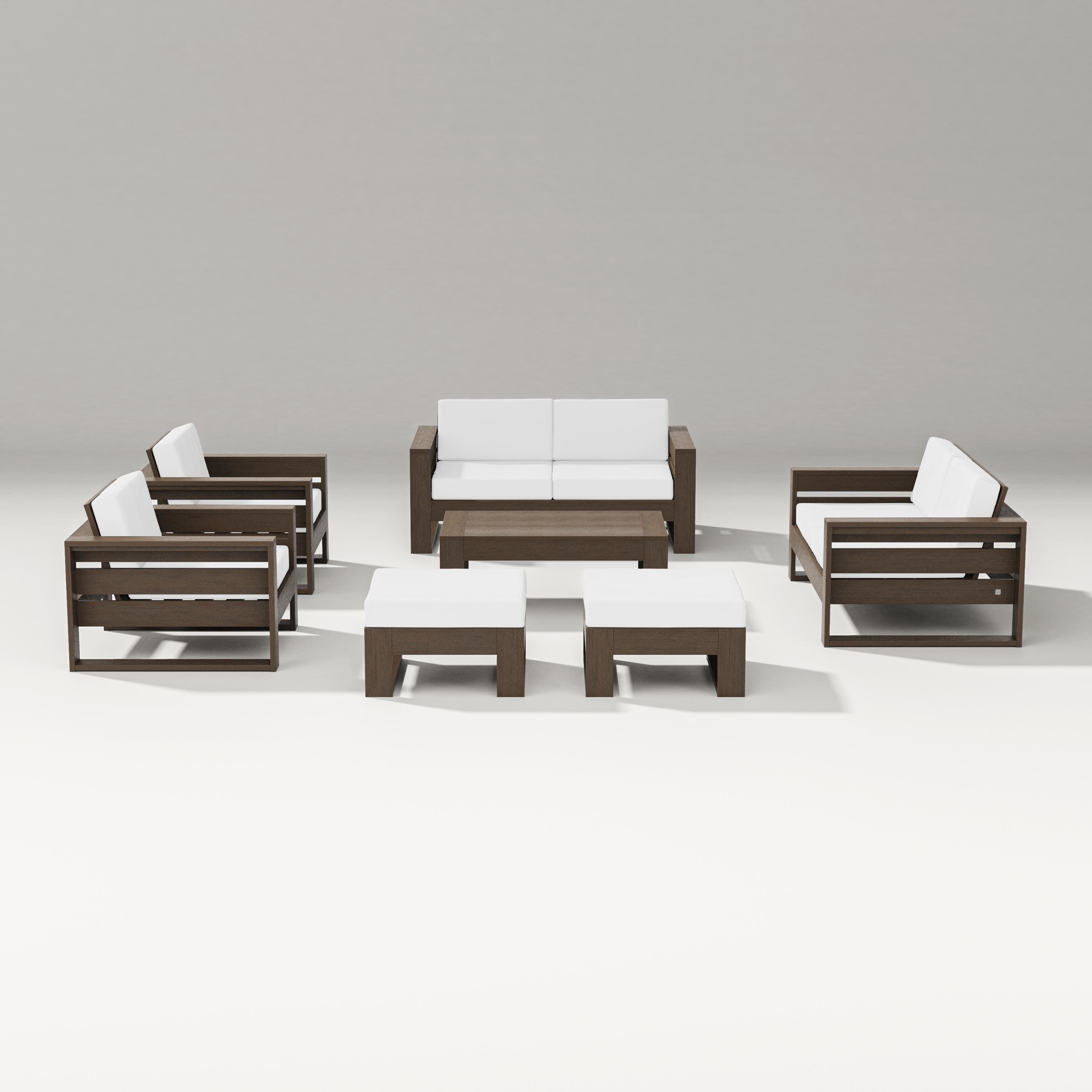 PW Designer Series Latitude 7-Piece Lounge Loveseat Set in Kona / Natural