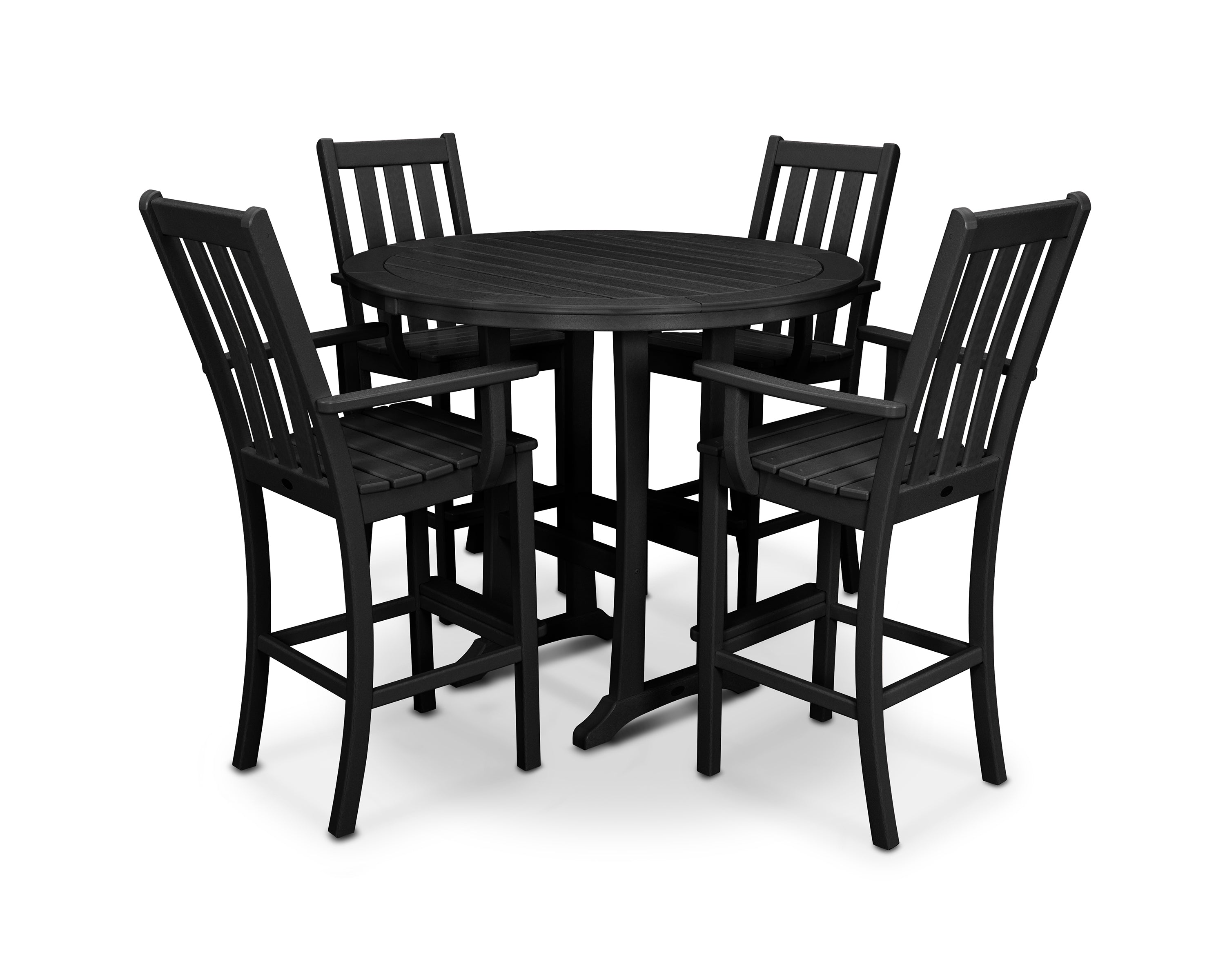 POLYWOOD® Vineyard 5-Piece Round Bar Set in Black