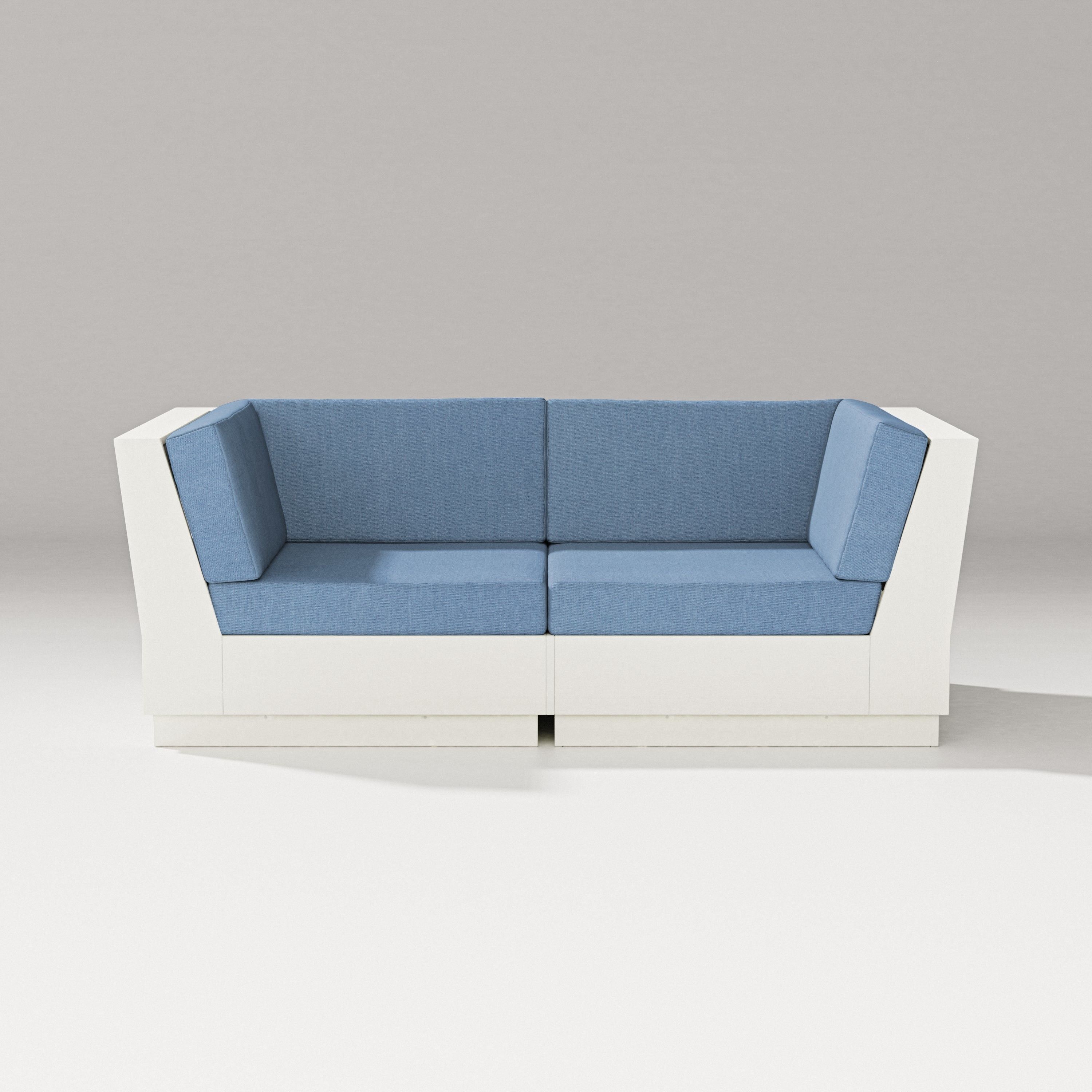 PW Designer Series Elevate Loveseat Sectional in Vintage White / Sky Blue