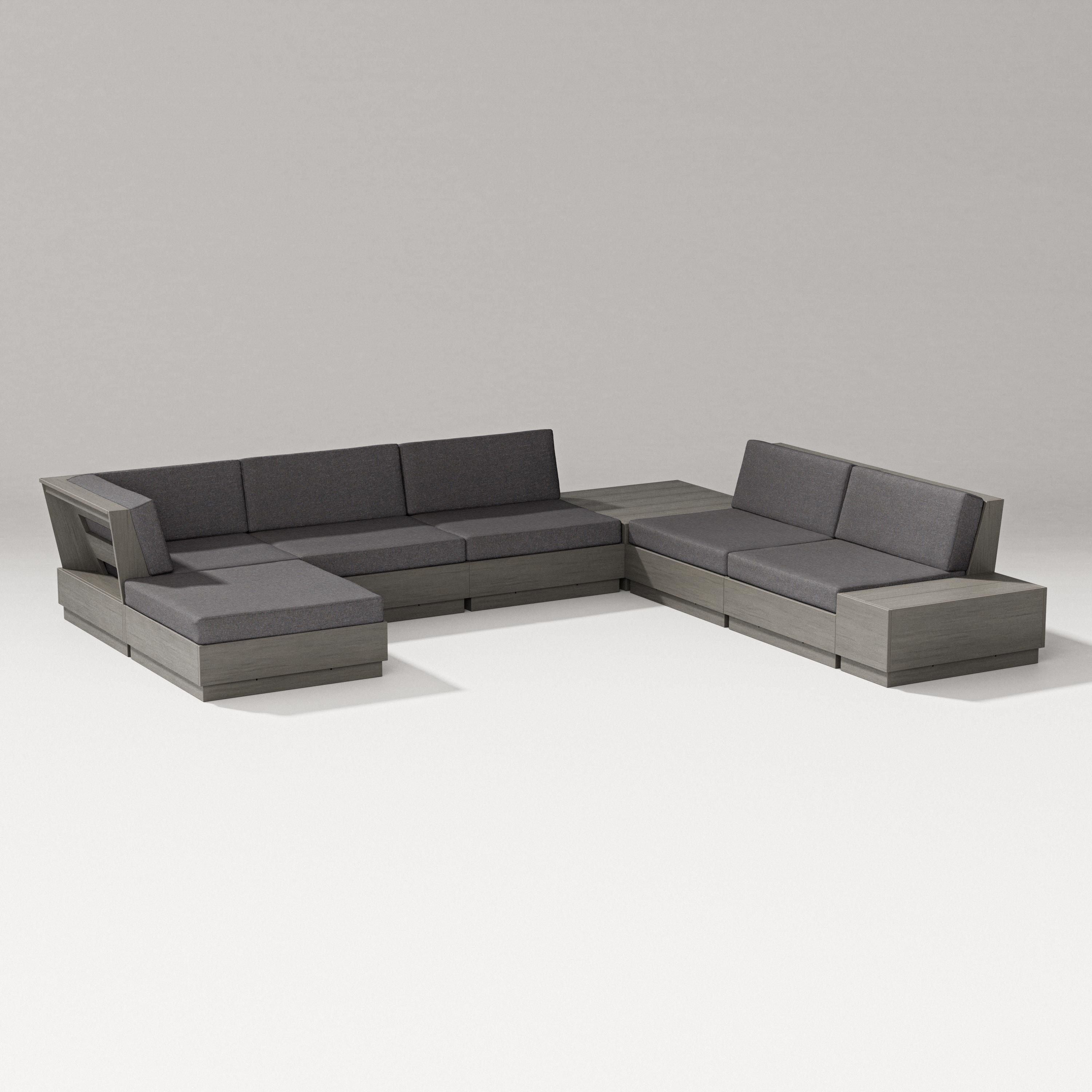 PW Designer Series Elevate 8-Piece Corner Sectional in Driftwood / Ash Charcoal