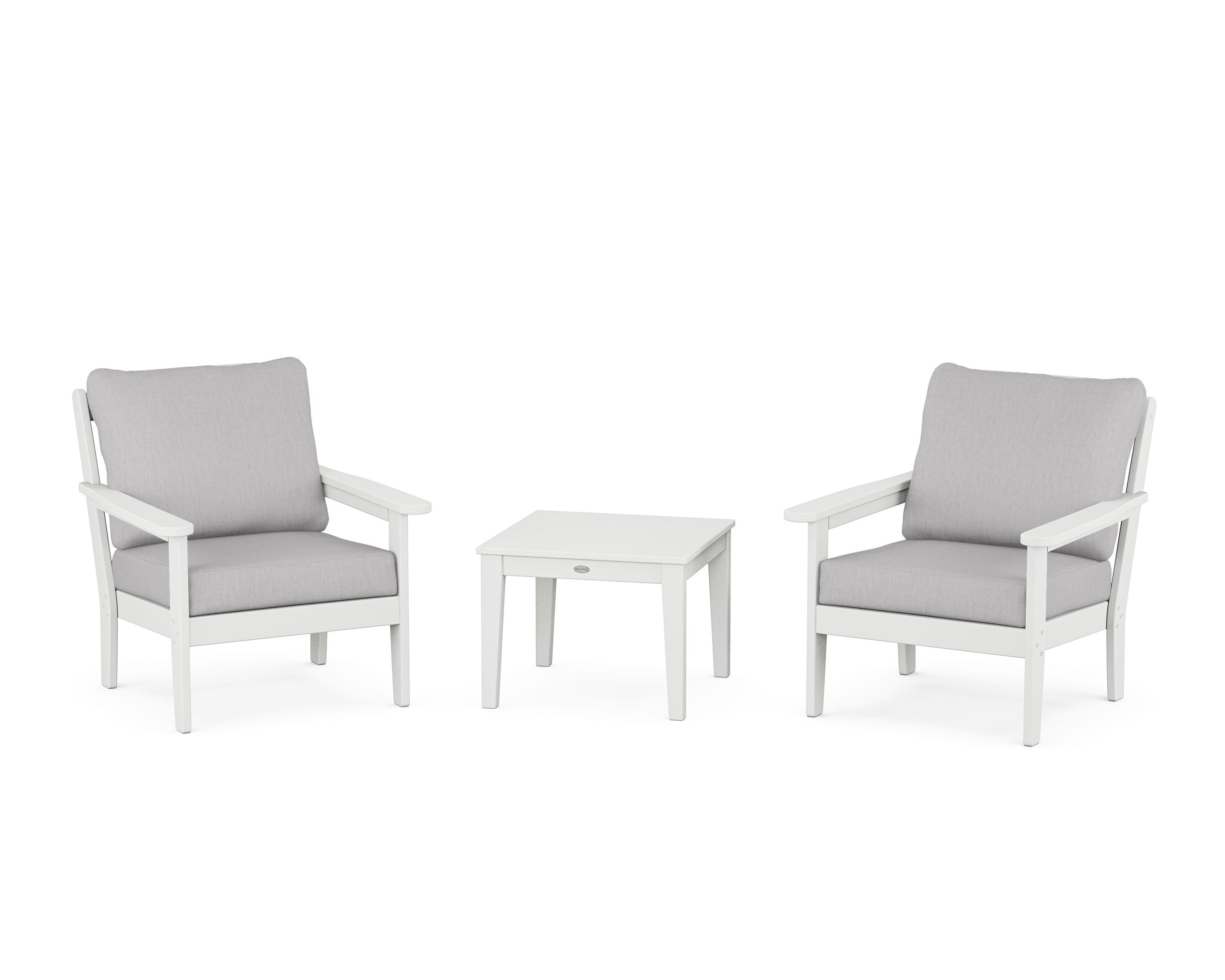 Country Living Cottage 3-Piece Deep Seating Set in White / Granite