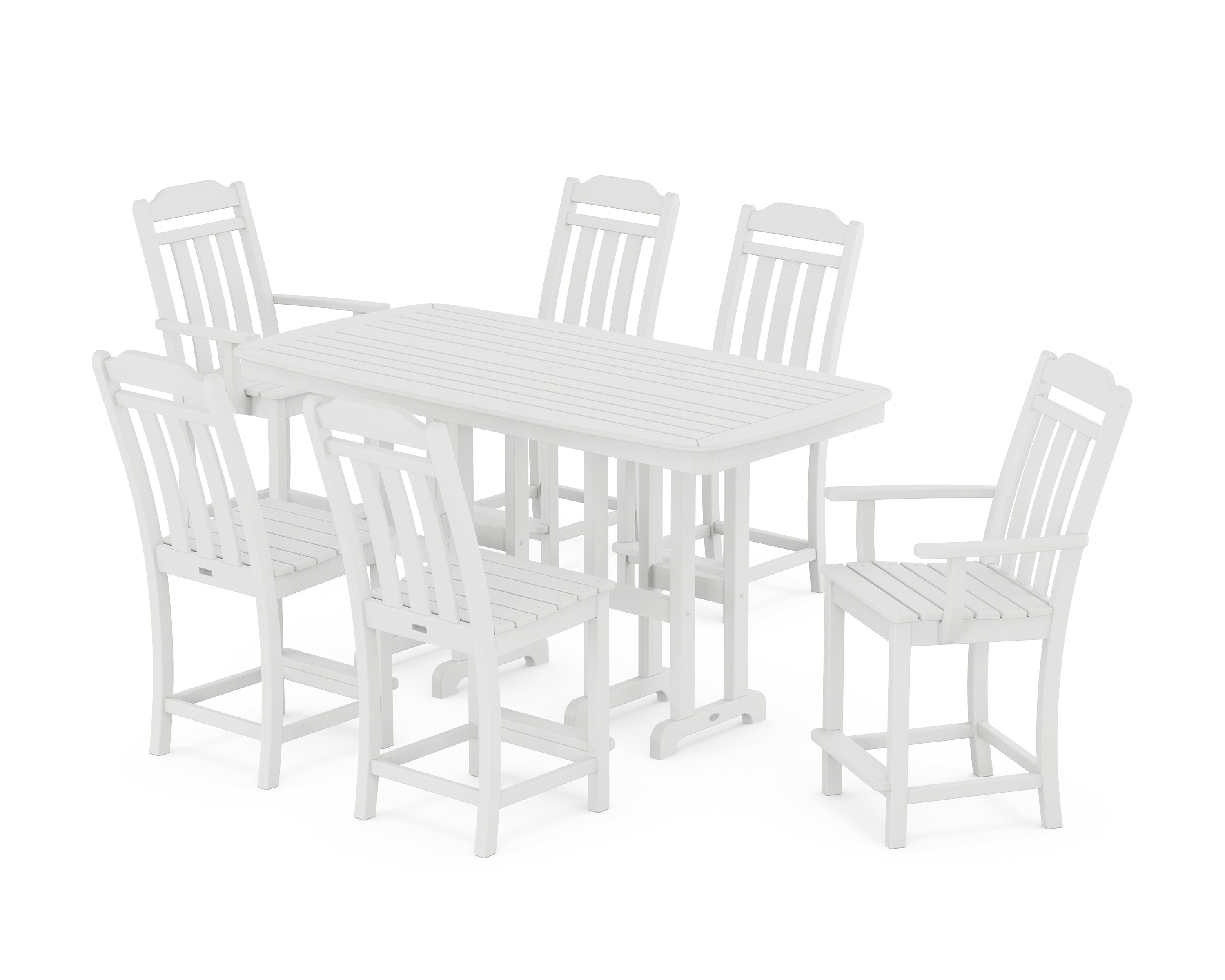 POLYWOOD Country Living 7-Piece Counter Set in White