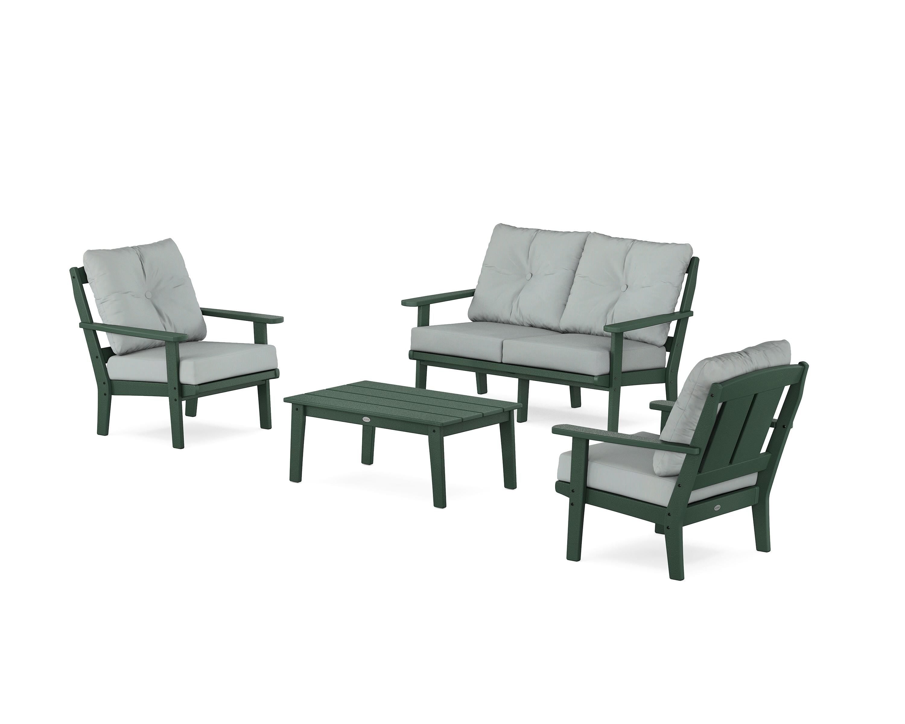 POLYWOOD Mission 4-Piece Deep Seating Set with Loveseat in Green / Spa