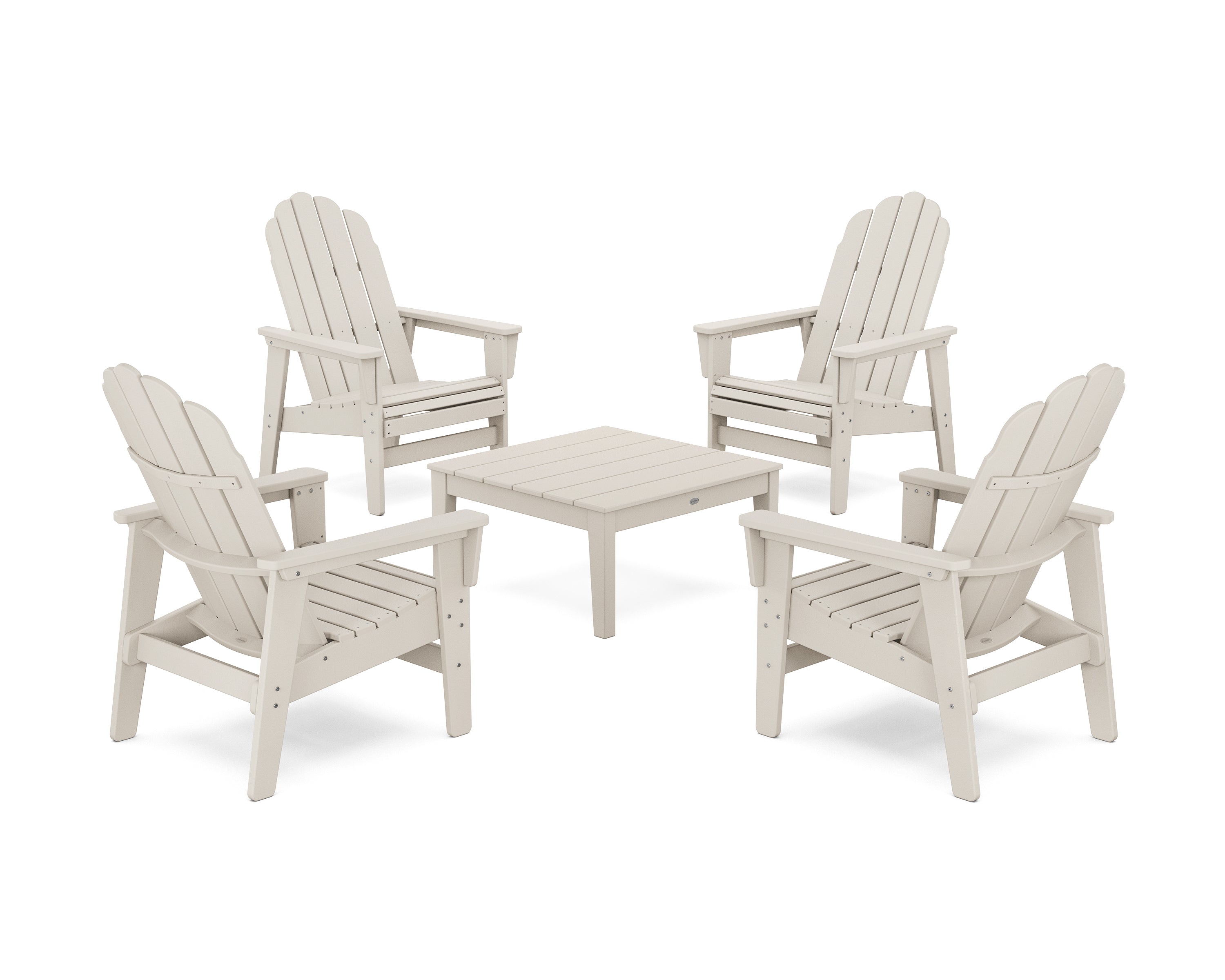 POLYWOOD 5-Piece Vineyard Grand Upright Adirondack Chair Conversation Group in Sand