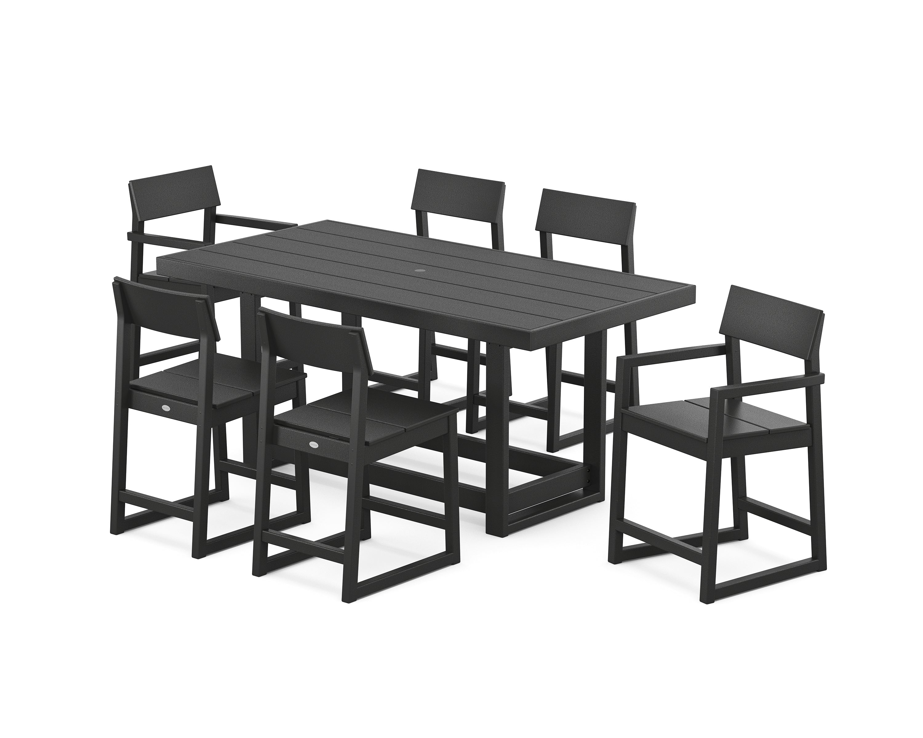 POLYWOOD EDGE 7-Piece Counter Table Set in Black