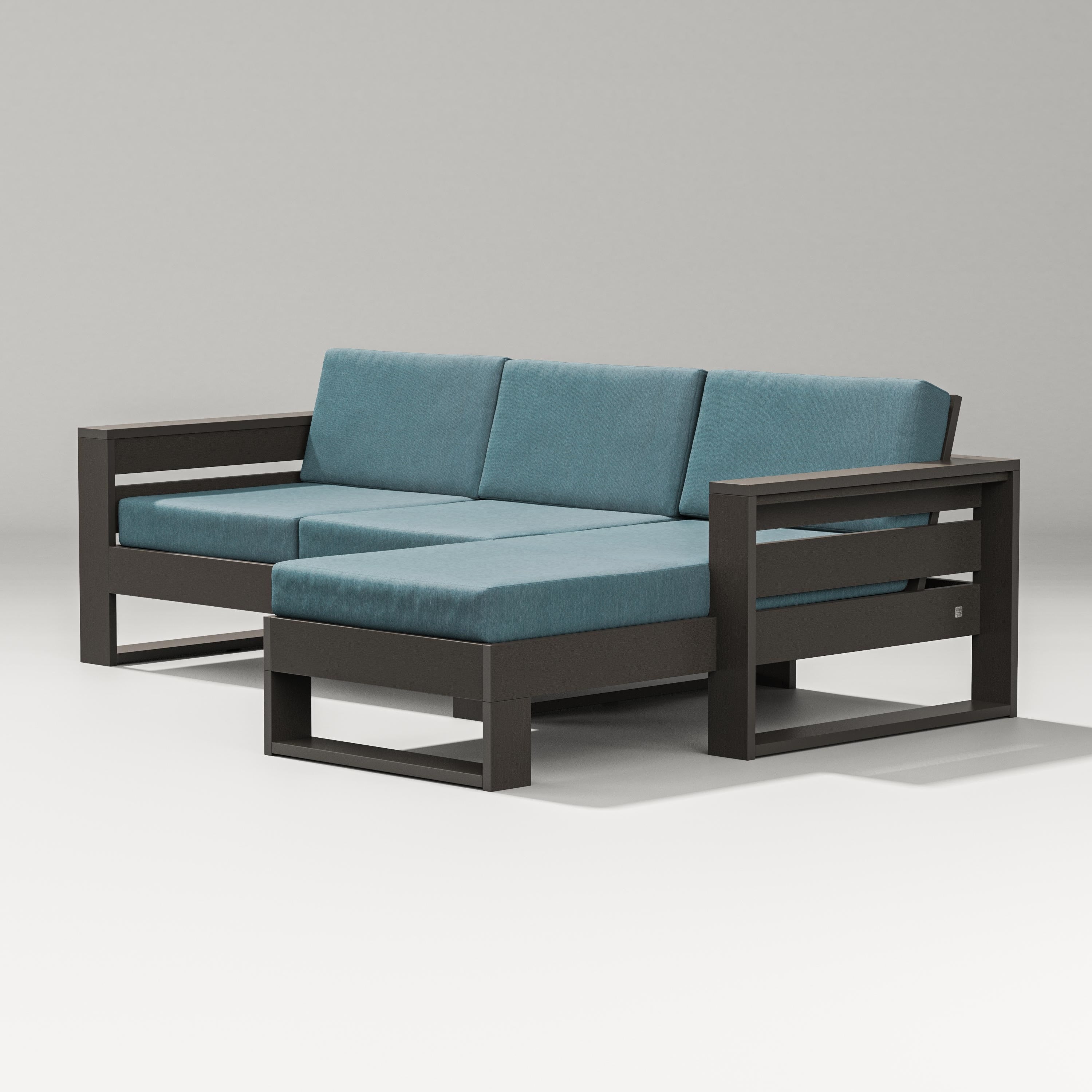 PW Designer Series Latitude Right Chaise Sectional in Vintage Coffee / Ocean Teal
