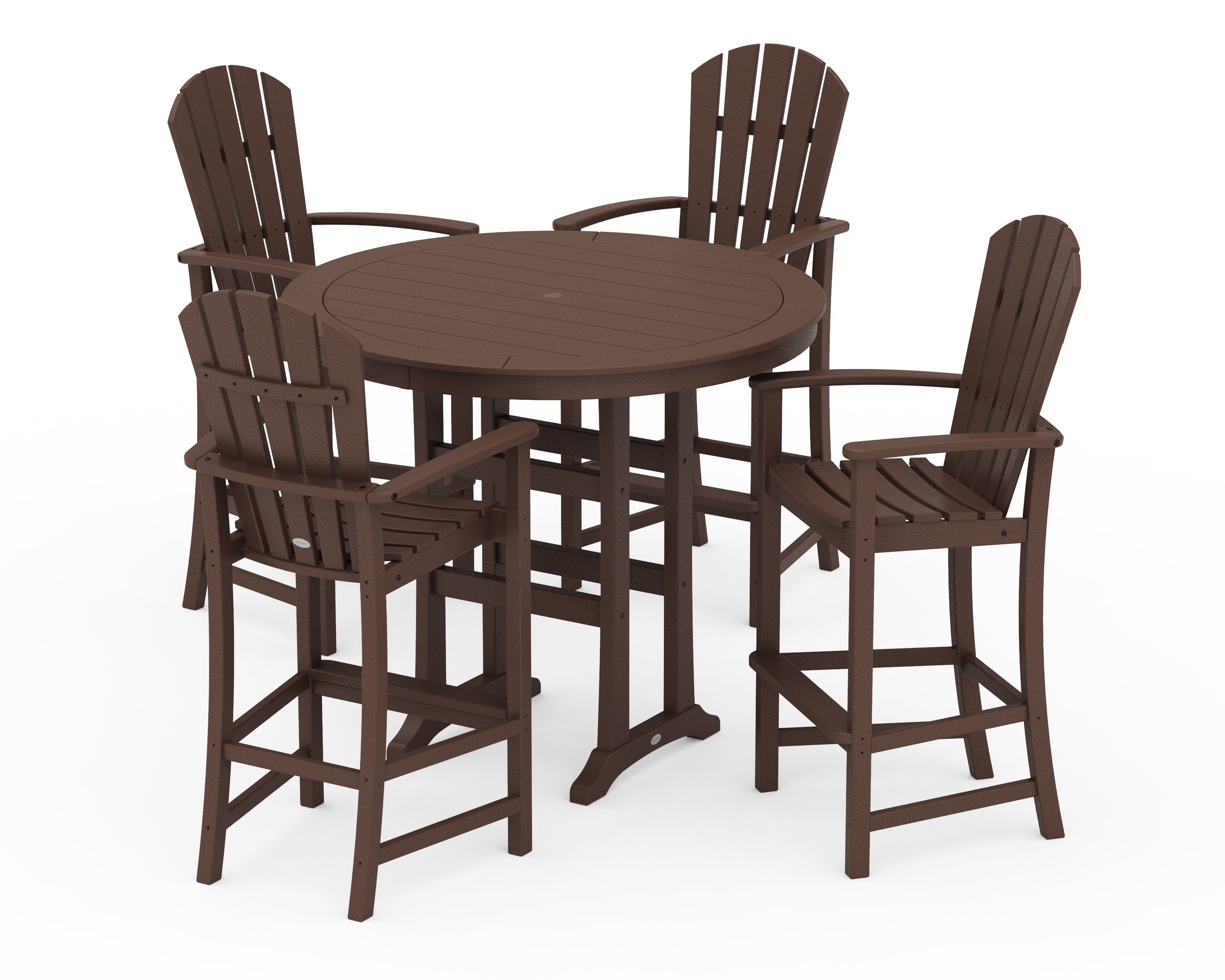 POLYWOOD Palm Coast 5-Piece Round Bar Set in Mahogany