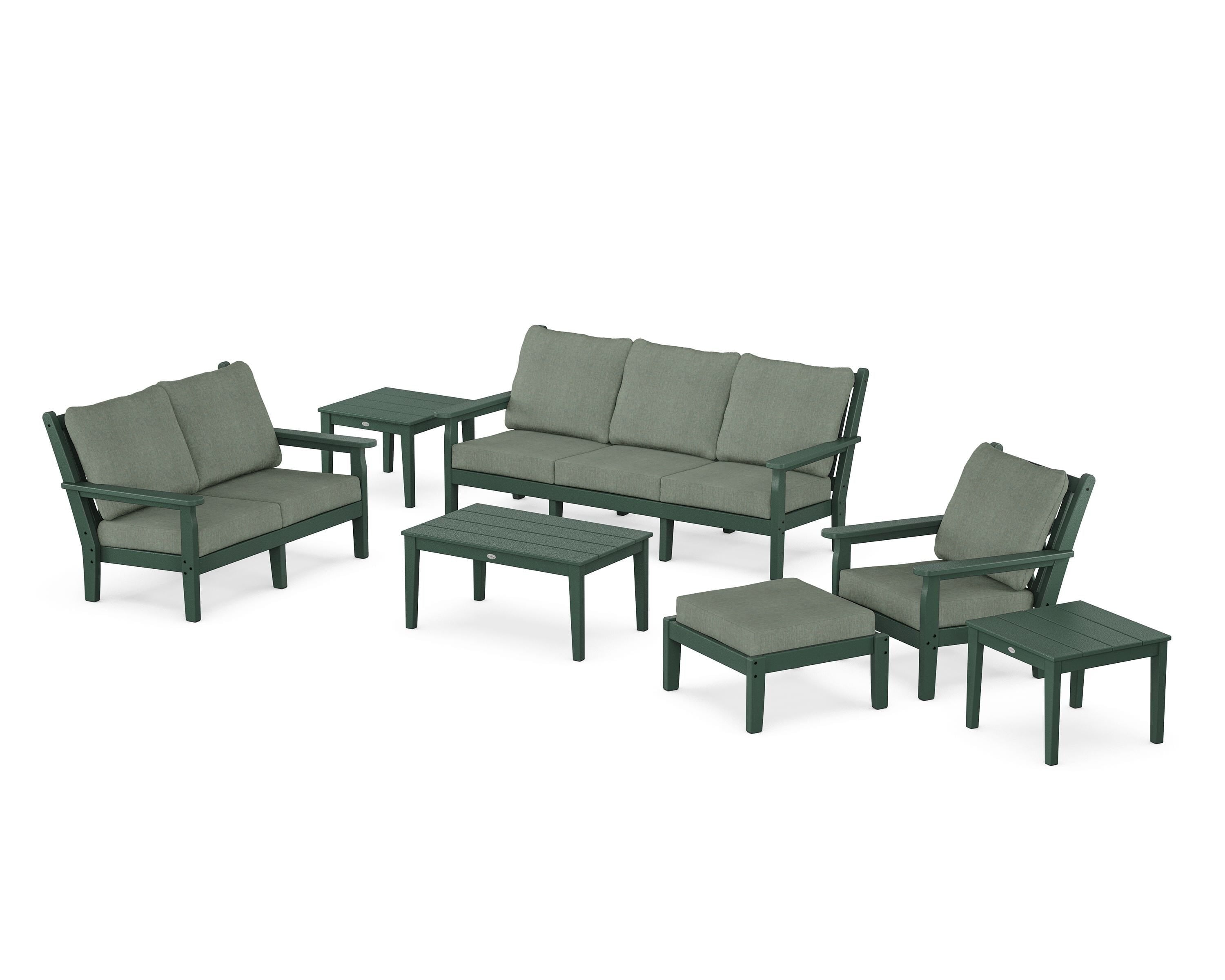 POLYWOOD Chippendale 7-Piece Deep Seating Set in Green / Cast Sage