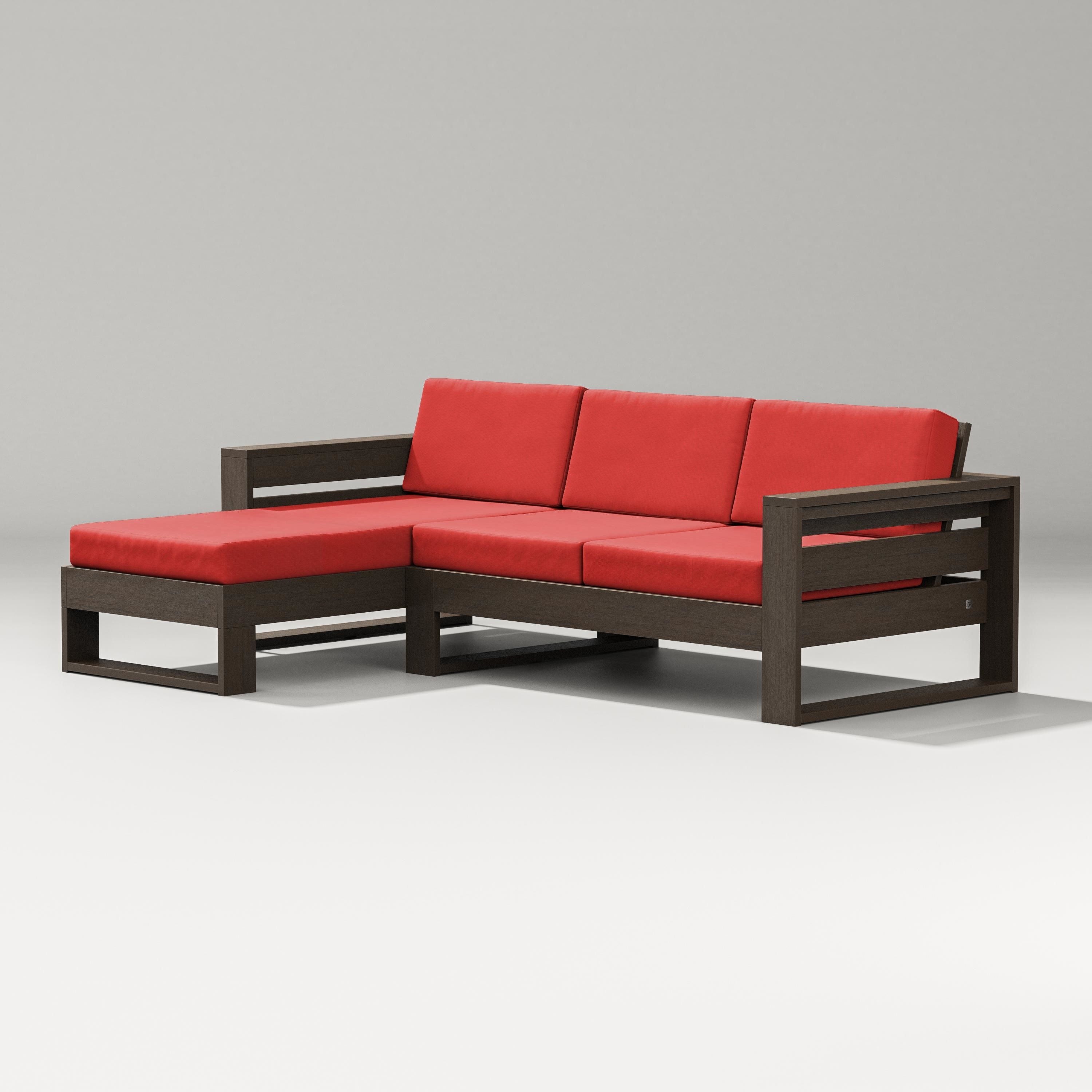 PW Designer Series Latitude Left Chaise Sectional in Kona / Crimson Linen