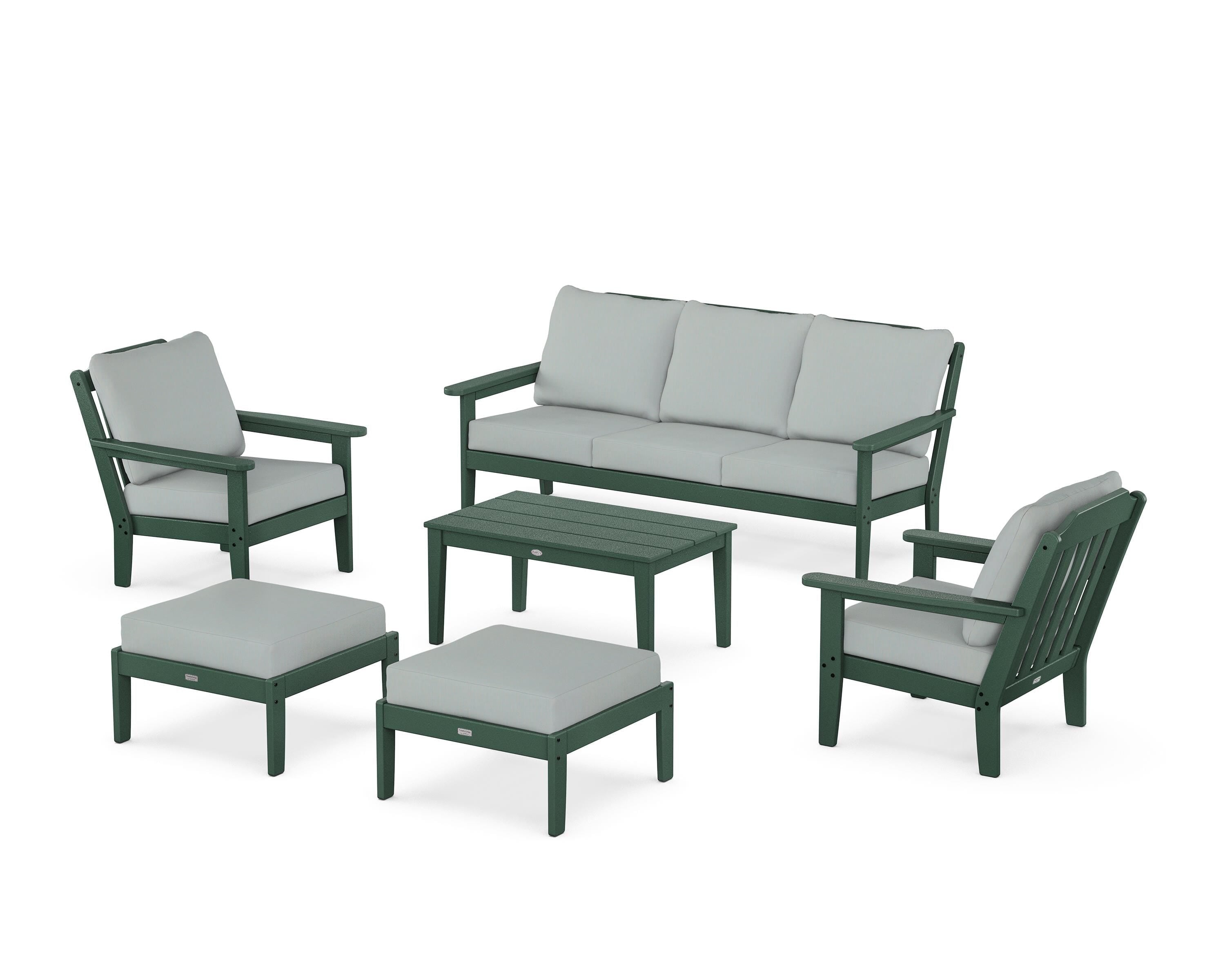 Country Living Cottage 6-Piece Lounge Sofa Set in Green / Spa