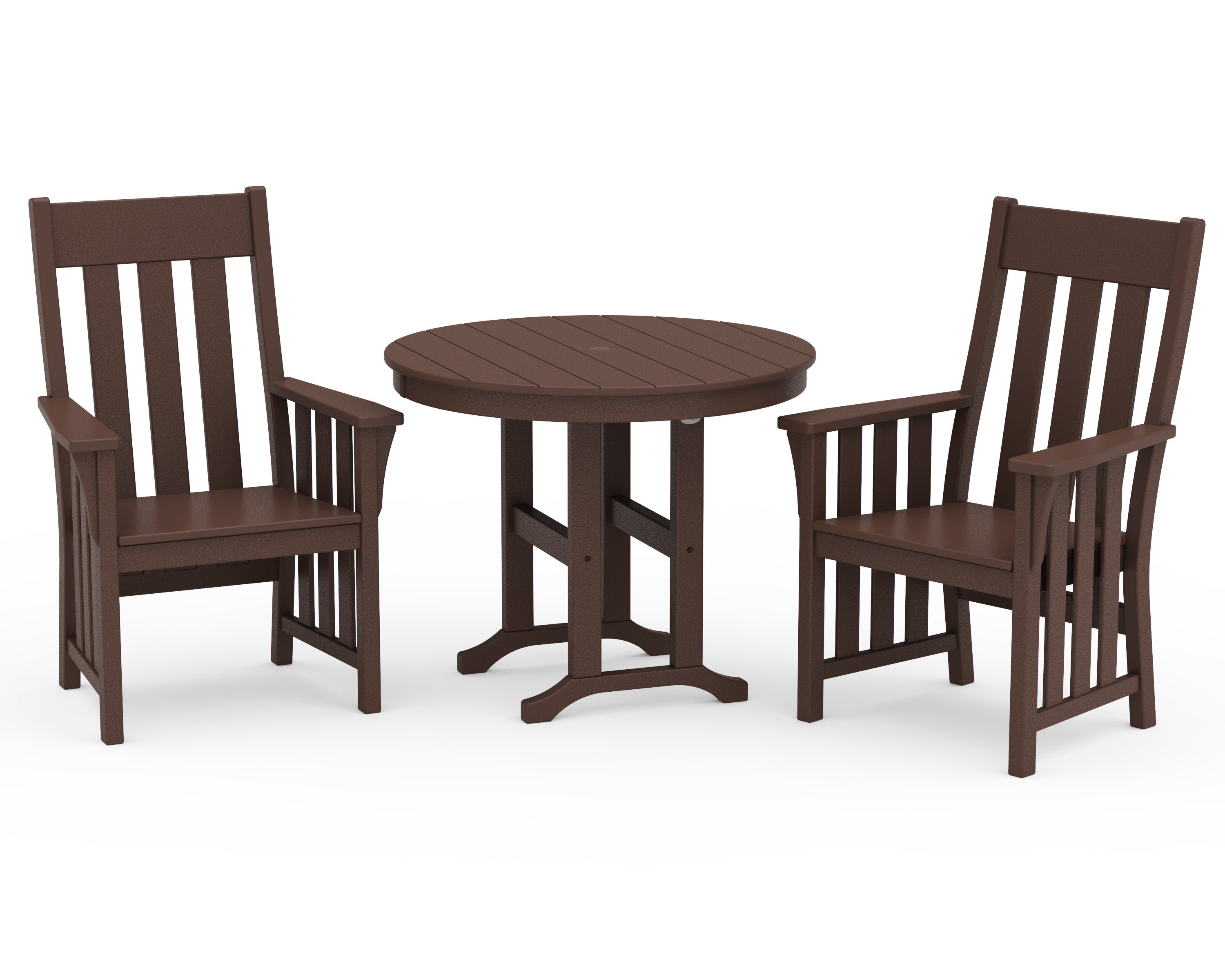 Martha Stewart by POLYWOOD Acadia 3-Piece Farmhouse Dining Set in Mahogany