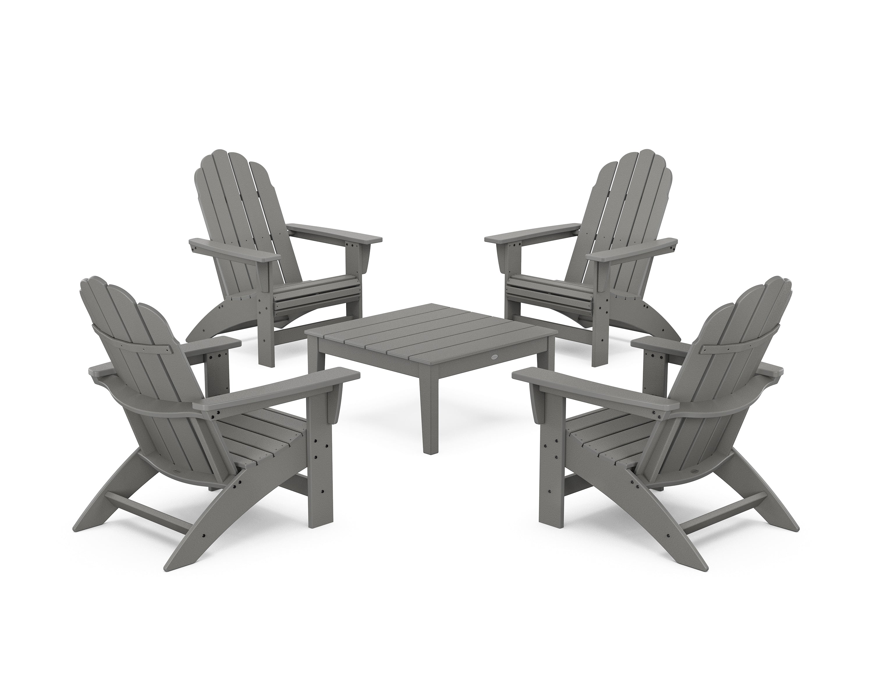 POLYWOOD 5-Piece Vineyard Grand Adirondack Chair Conversation Group in Slate Grey