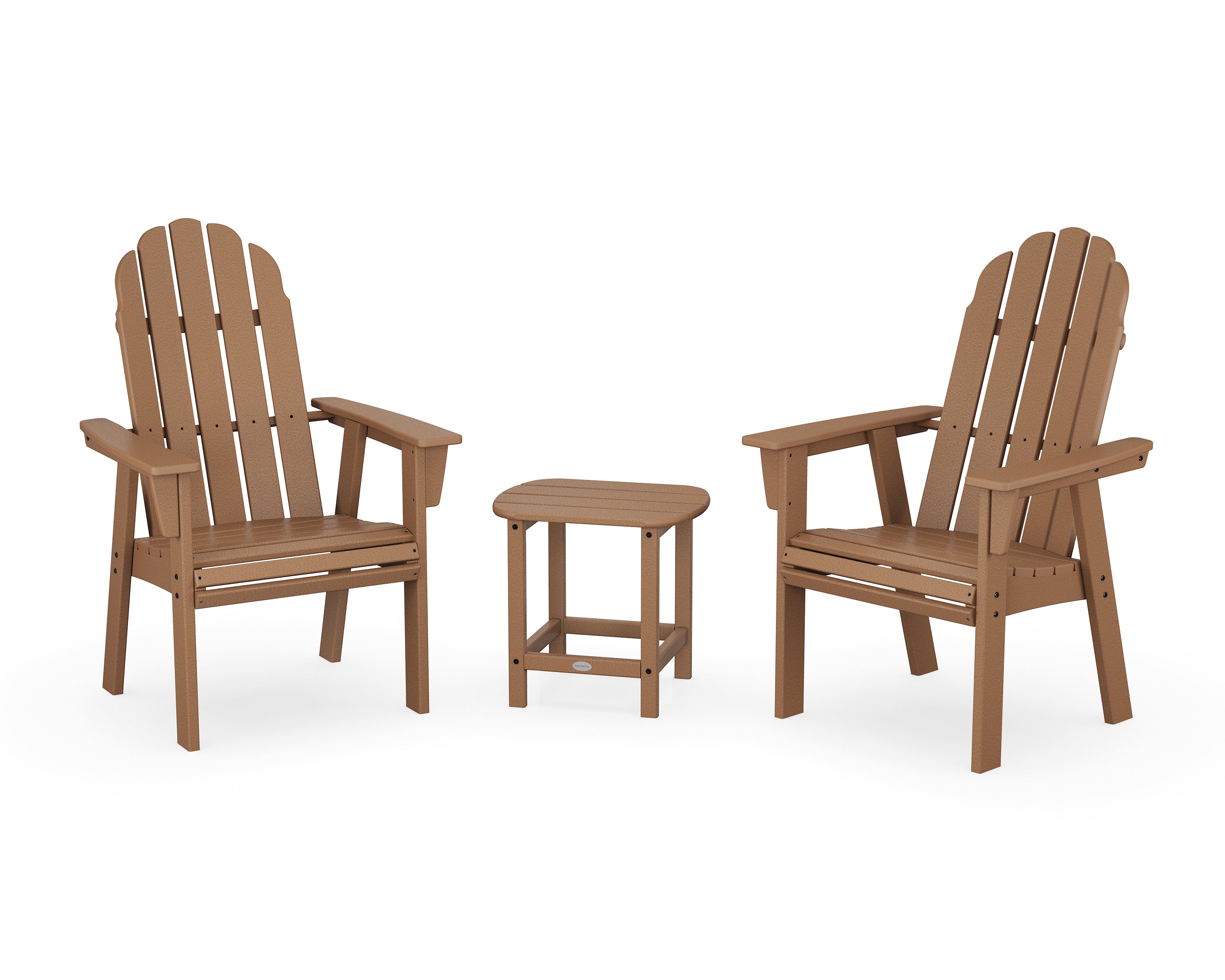 POLYWOOD Vineyard 3-Piece Curveback Upright Adirondack Chair Set in Teak