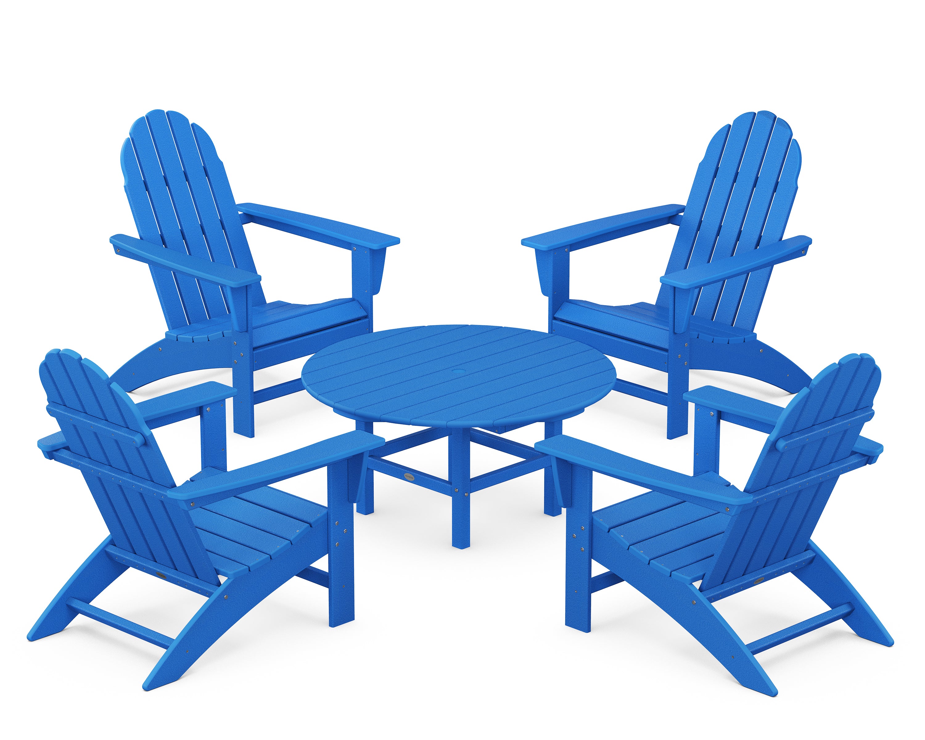 POLYWOOD® Vineyard 5-Piece Adirondack Chair Conversation Set in Pacific Blue