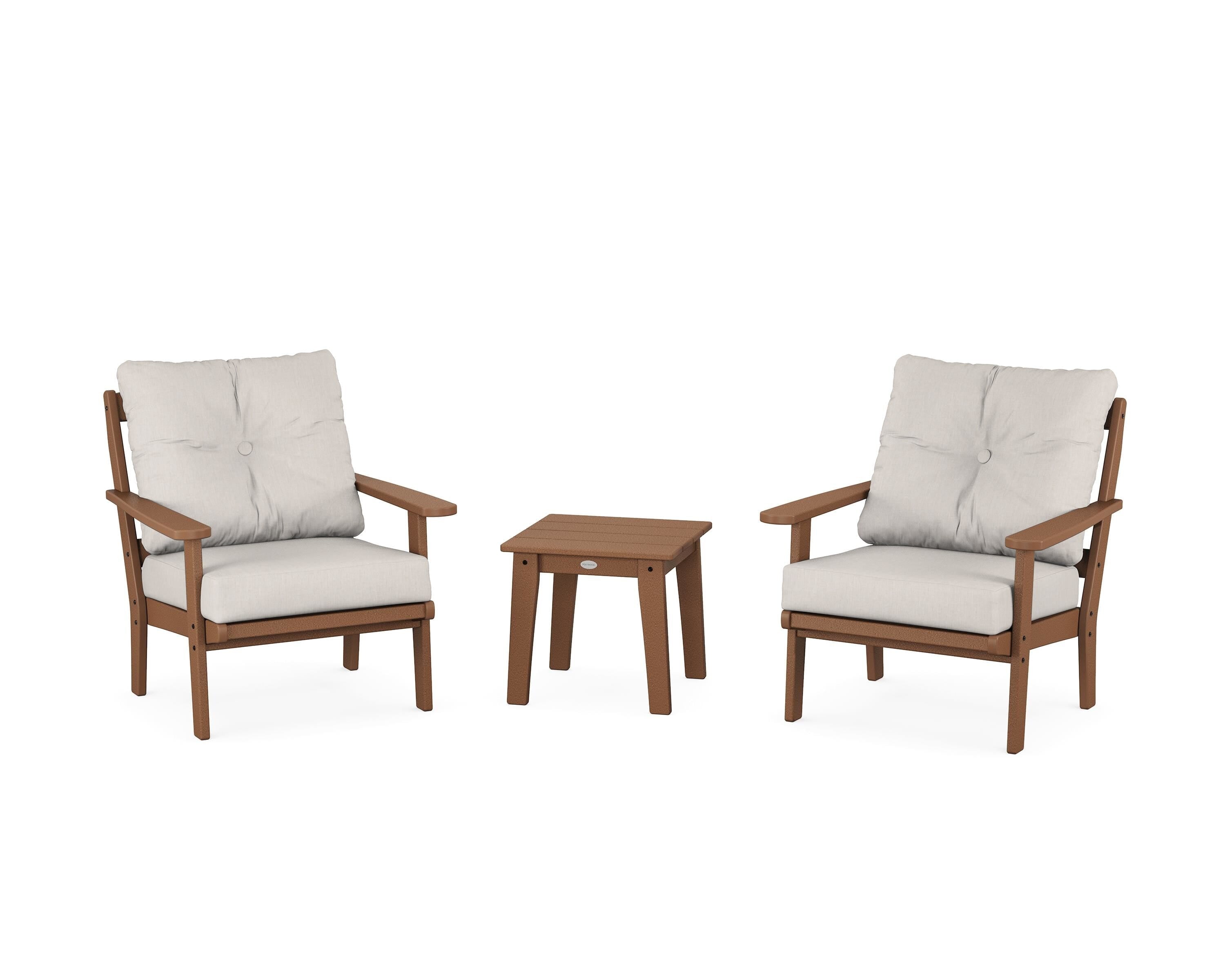 POLYWOOD Mission 3-Piece Deep Seating Set in Teak / Cast Ash