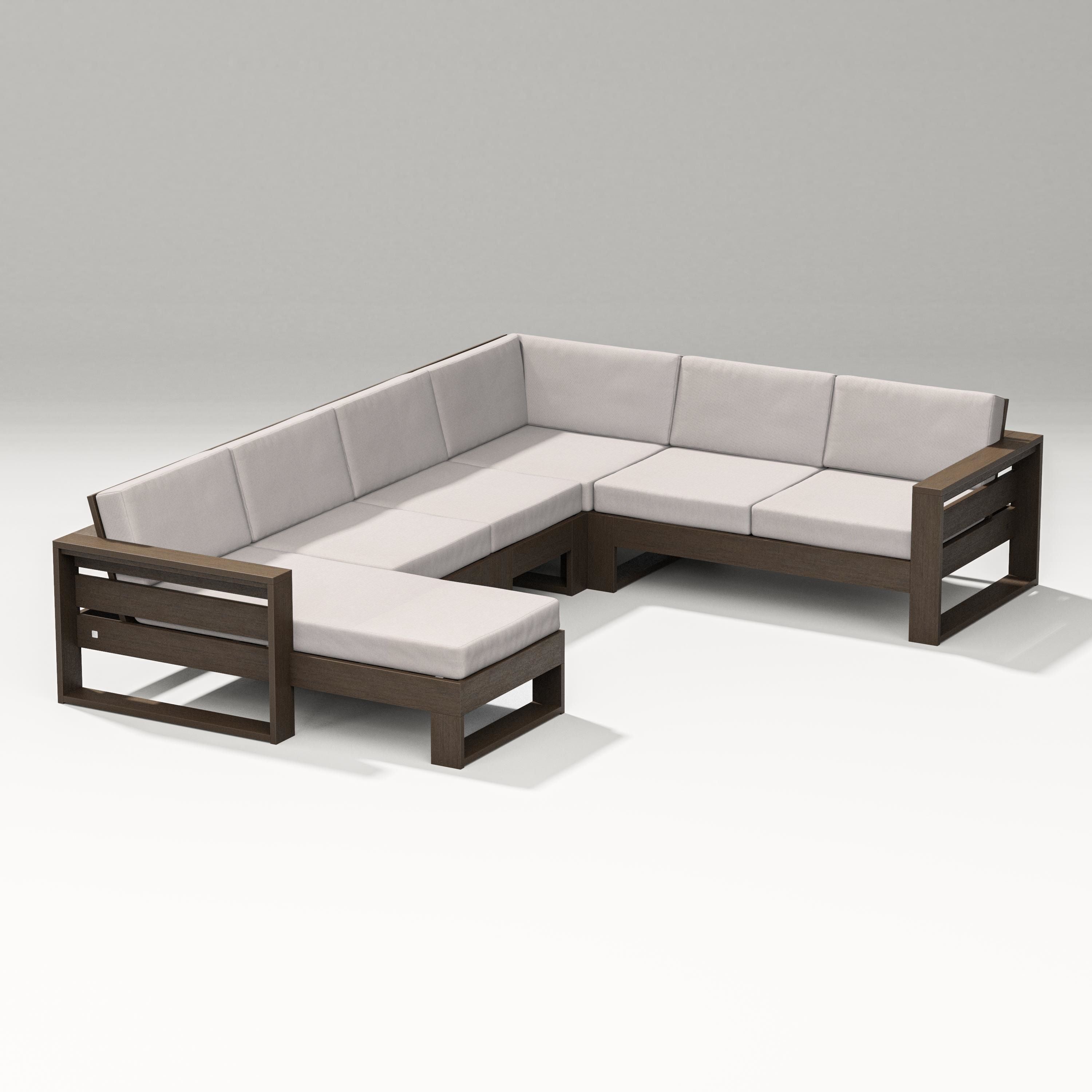 PW Designer Series Latitude Corner Sectional with Left Chaise in Kona / Dune Burlap