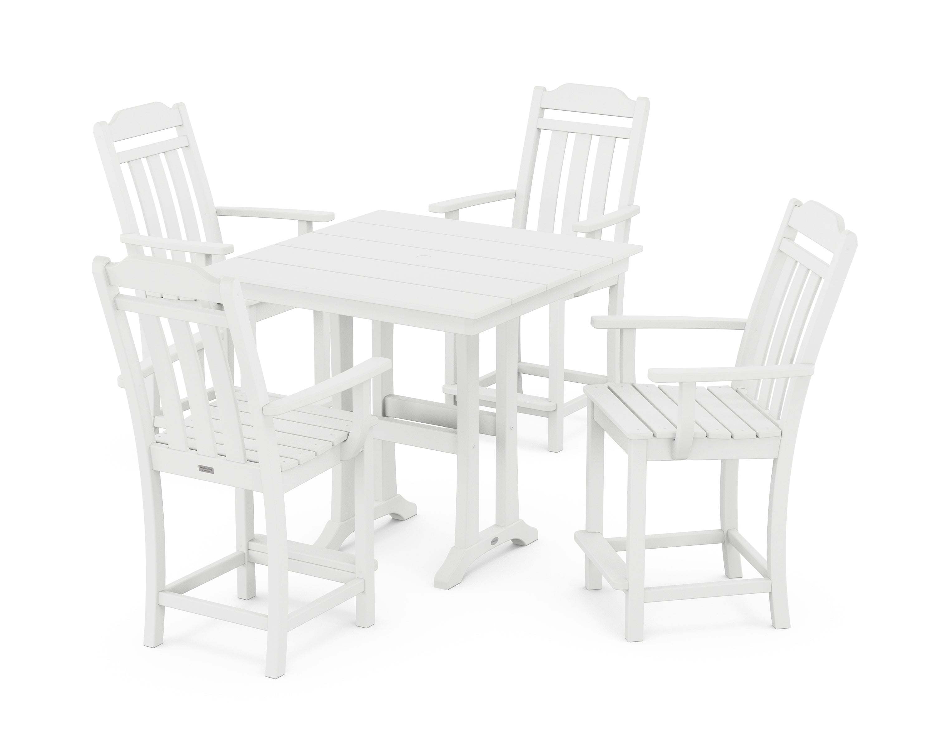 Country Living Cottage 5-Piece Farmhouse Counter Set with Trestle Legs in White