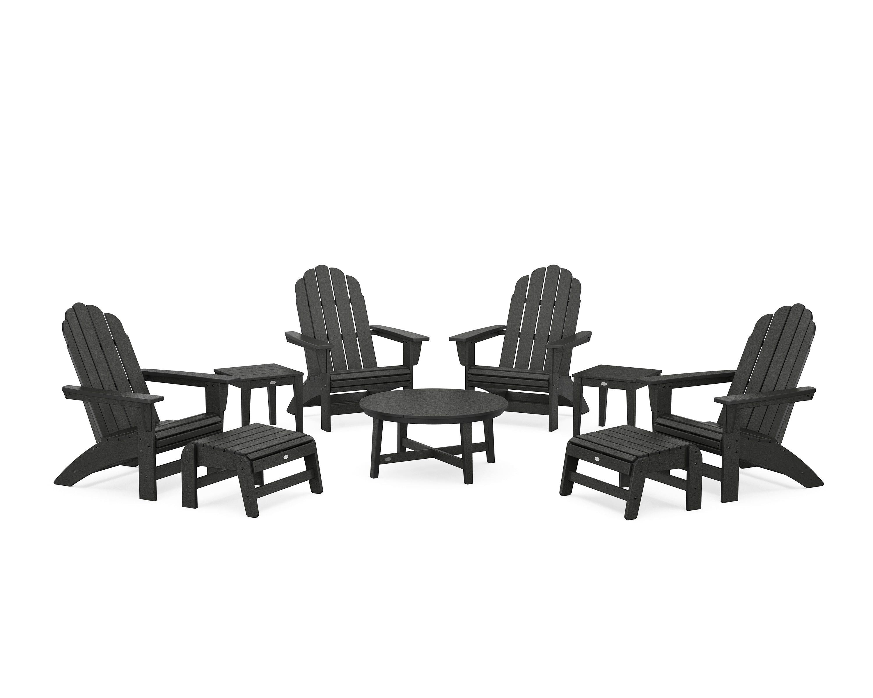 POLYWOOD Vineyard Grand Adirondack 9-Piece Conversation Set in Black