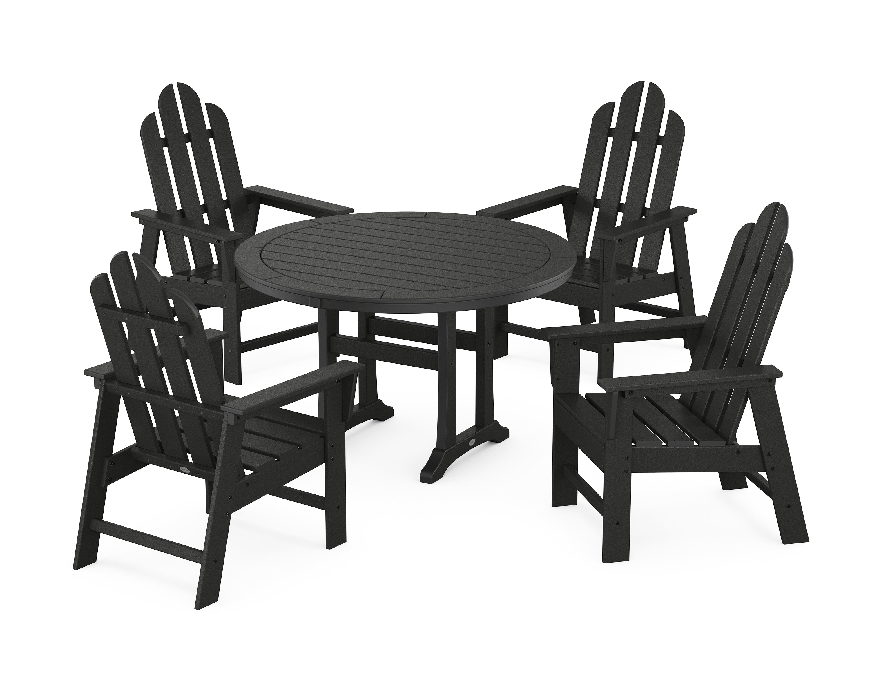 POLYWOOD® Long Island 5-Piece Round Dining Set with Trestle Legs in Black