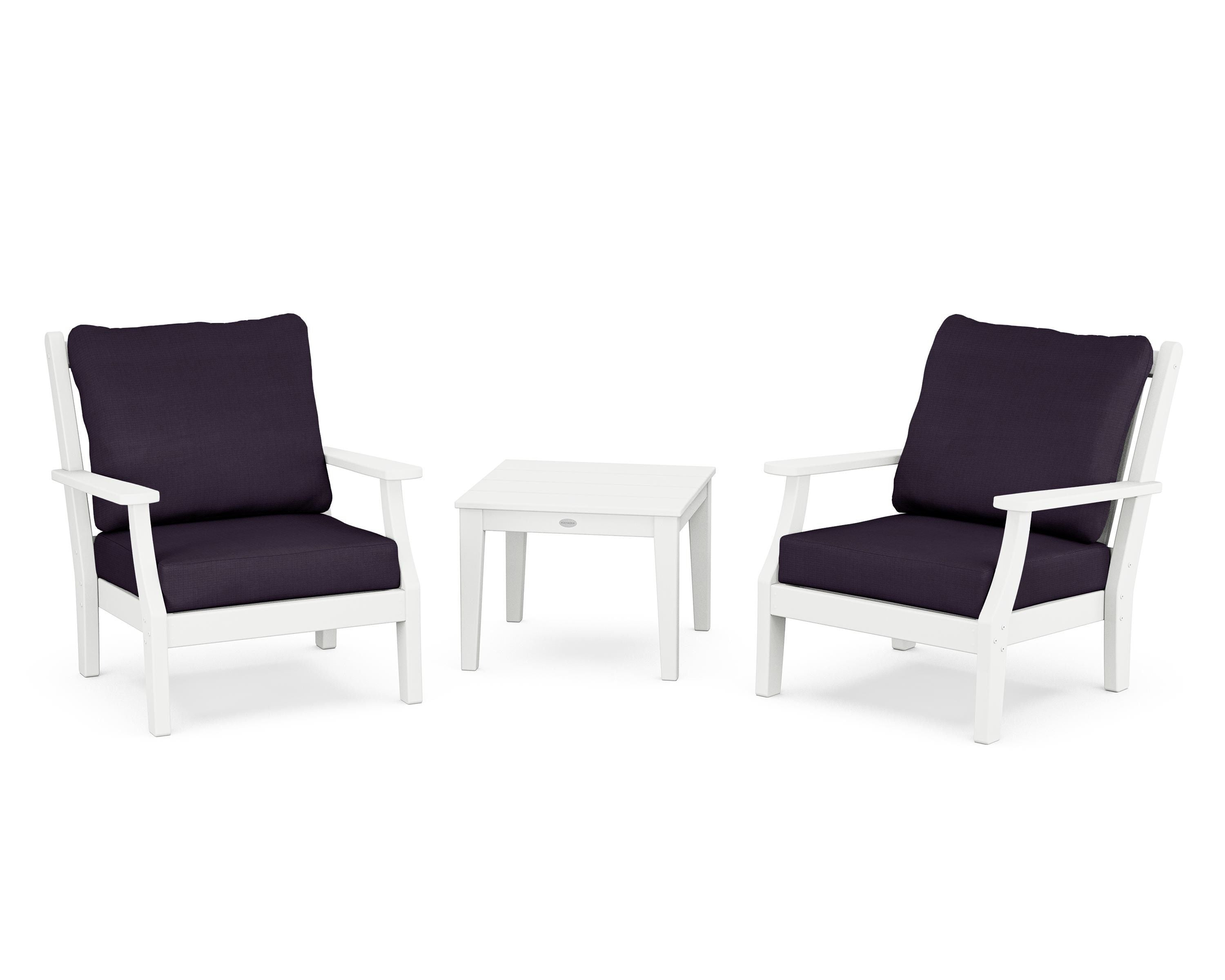 Country Living Wovendale 3-Piece Deep Seating Set in White / Navy Linen