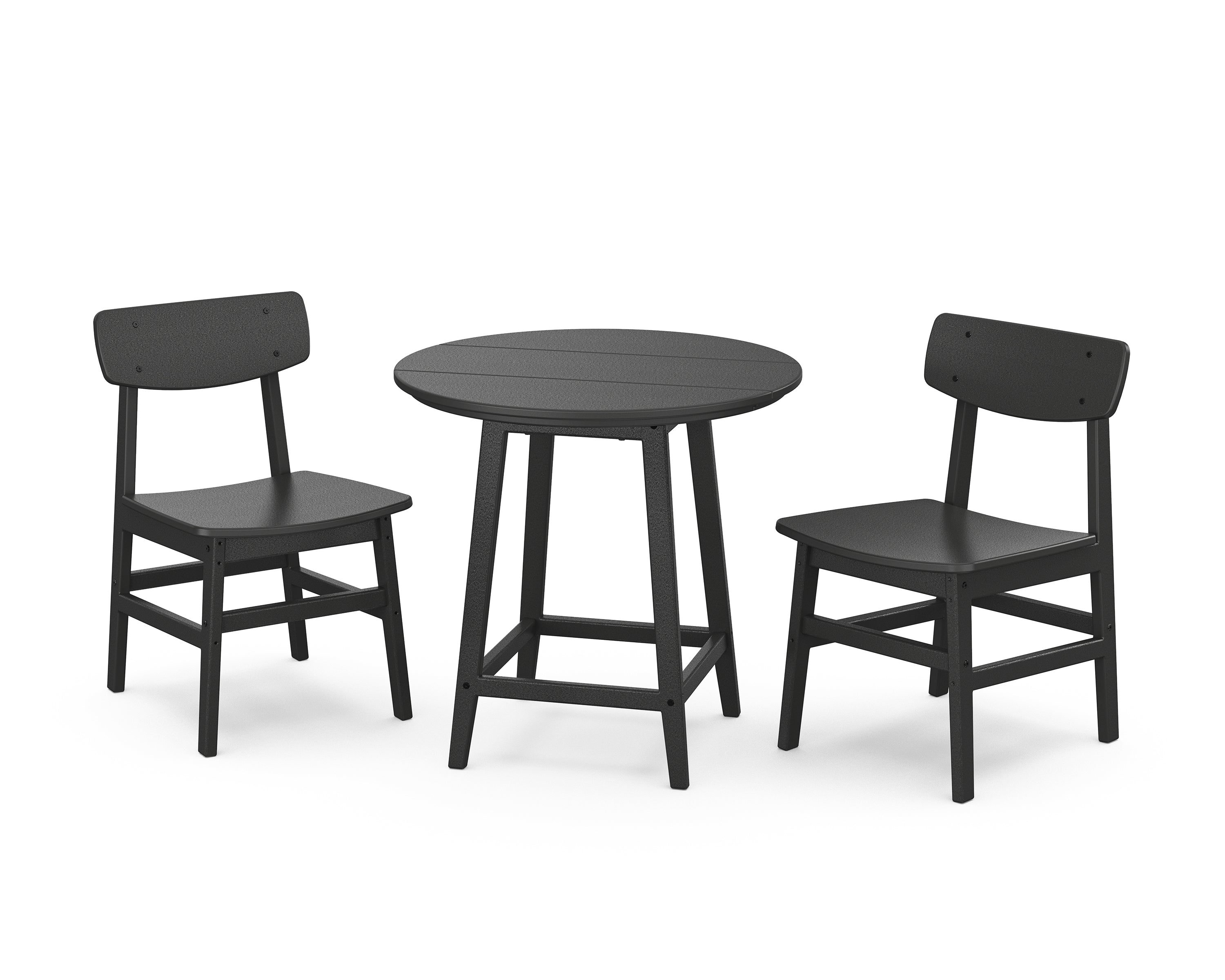 POLYWOOD Modern Studio Urban Chair 3-Piece Round Bistro Dining Set in Black
