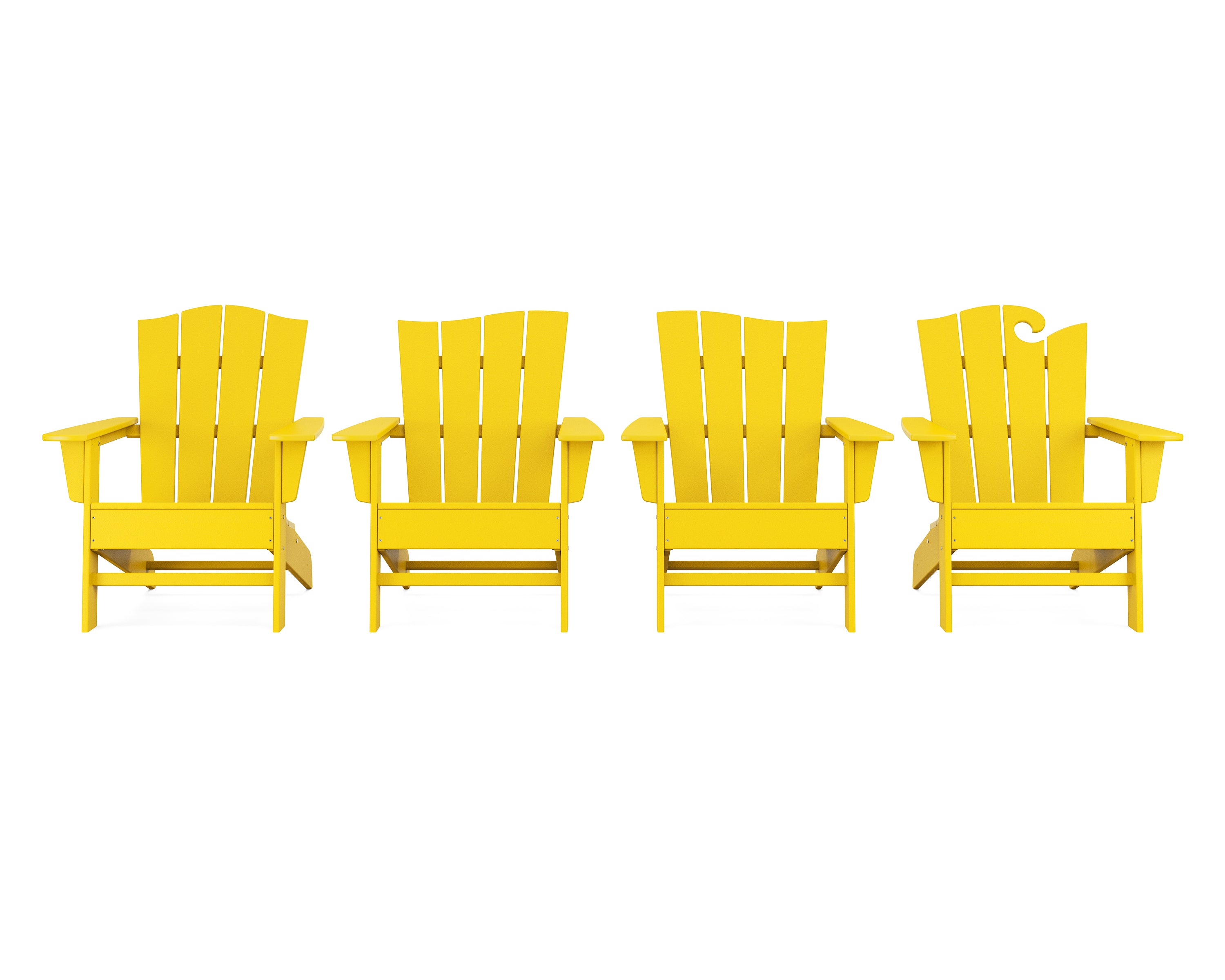 POLYWOOD Wave Collection 4-Piece Adirondack Chair Set in Lemon