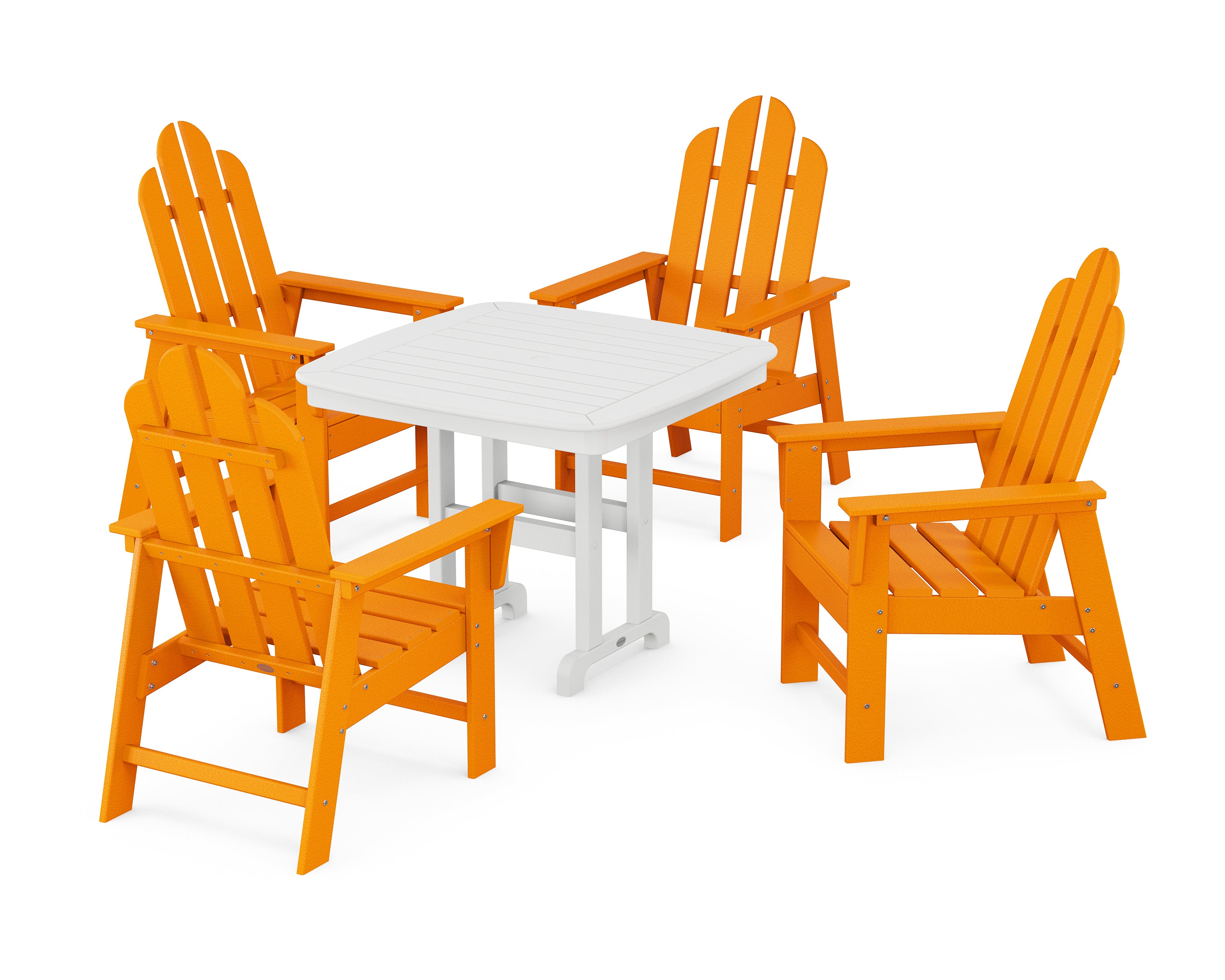 POLYWOOD Long Island 5-Piece Dining Set in Tangerine / White