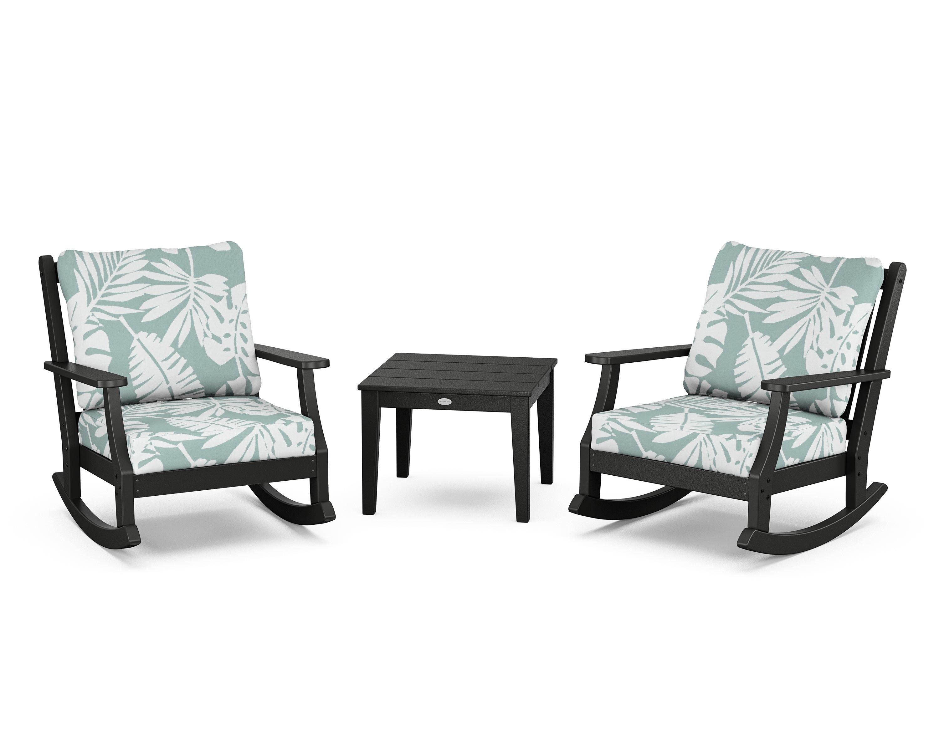 Country Living Wovendale 3-Piece Deep Seating Rocker Set in Black / Leaf Glacier Spa