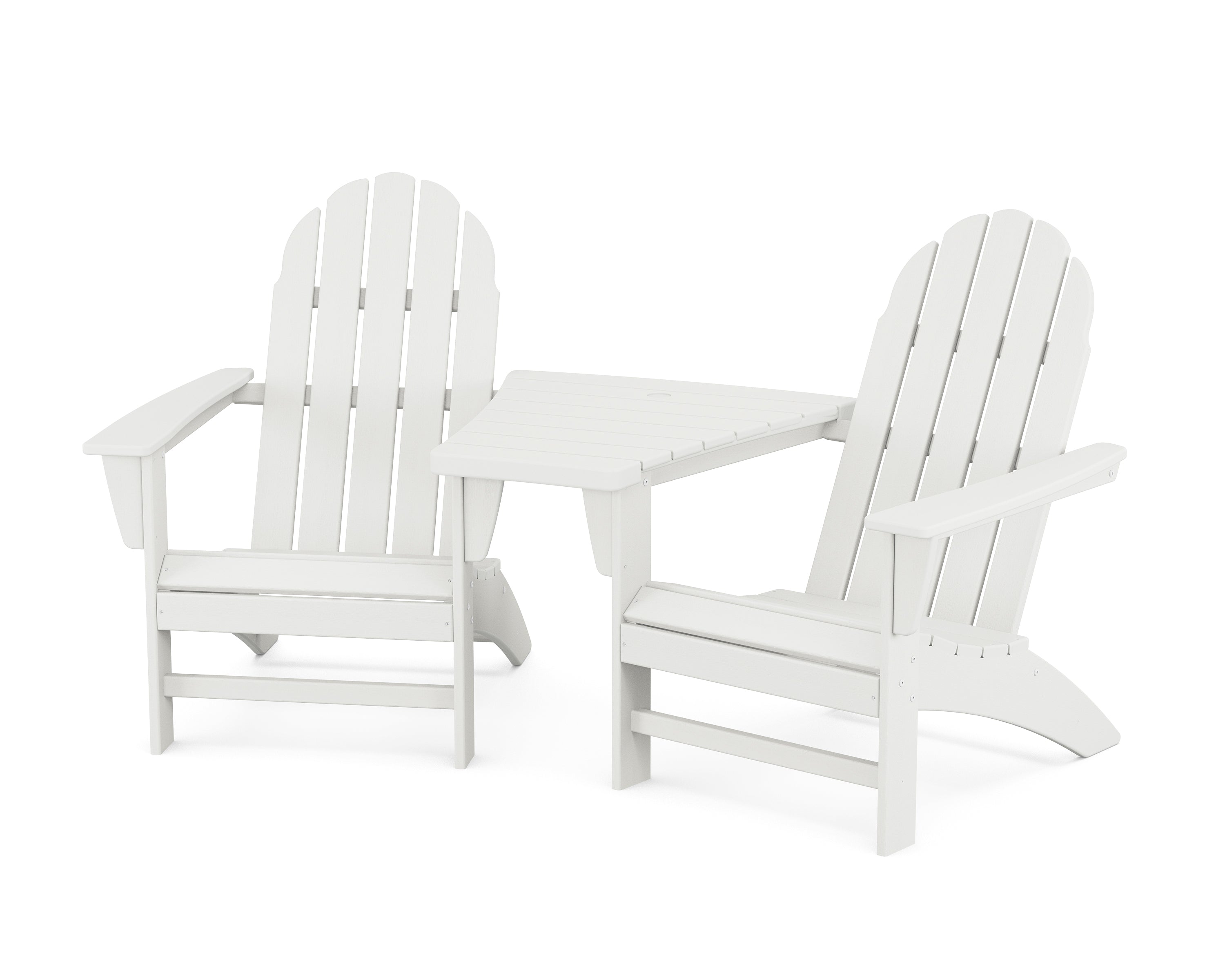 POLYWOOD® Vineyard 3-Piece Adirondack Set with Angled Connecting Table in Vintage White