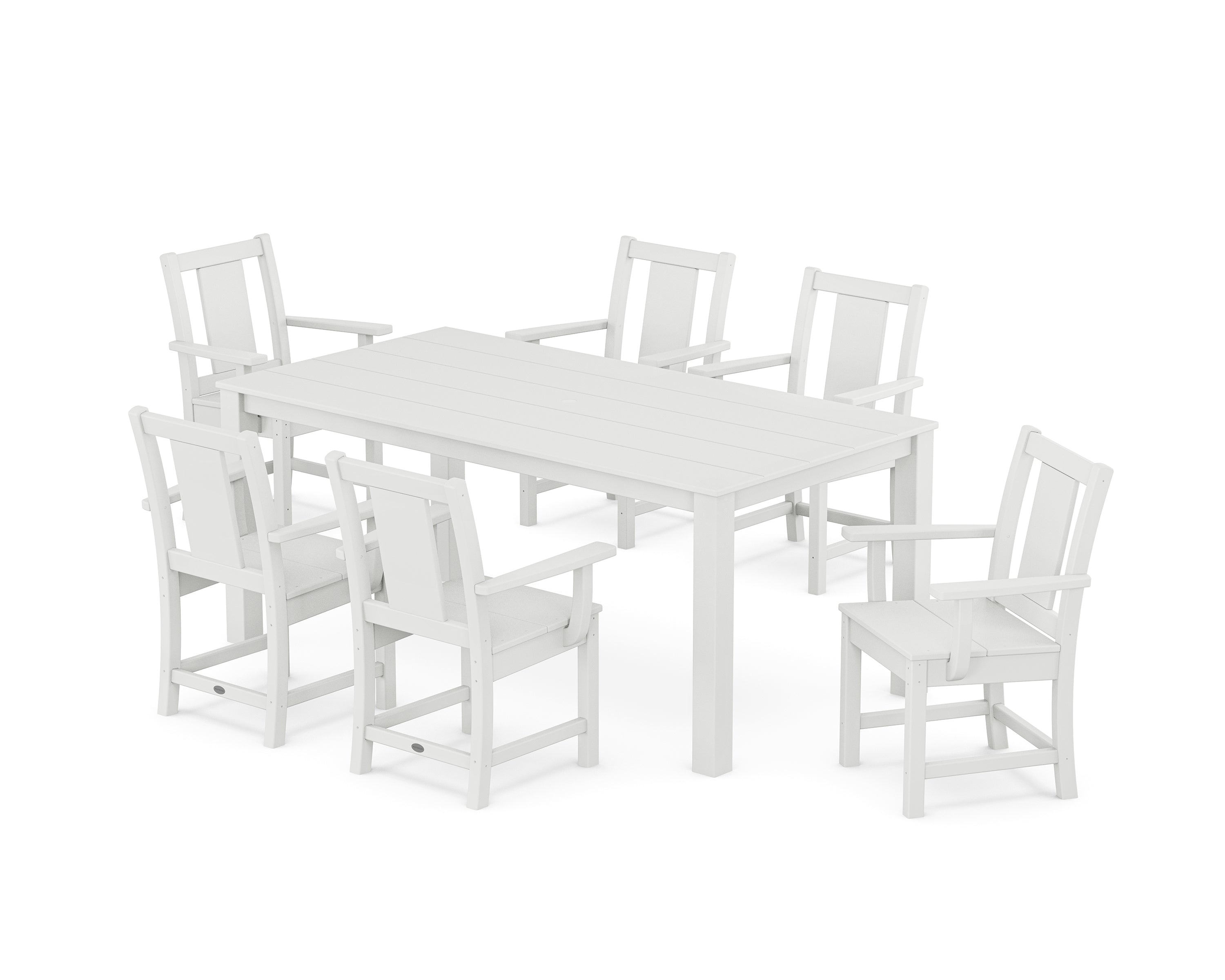 POLYWOOD Prairie Arm Chair 7-Piece Parsons Dining Set in White