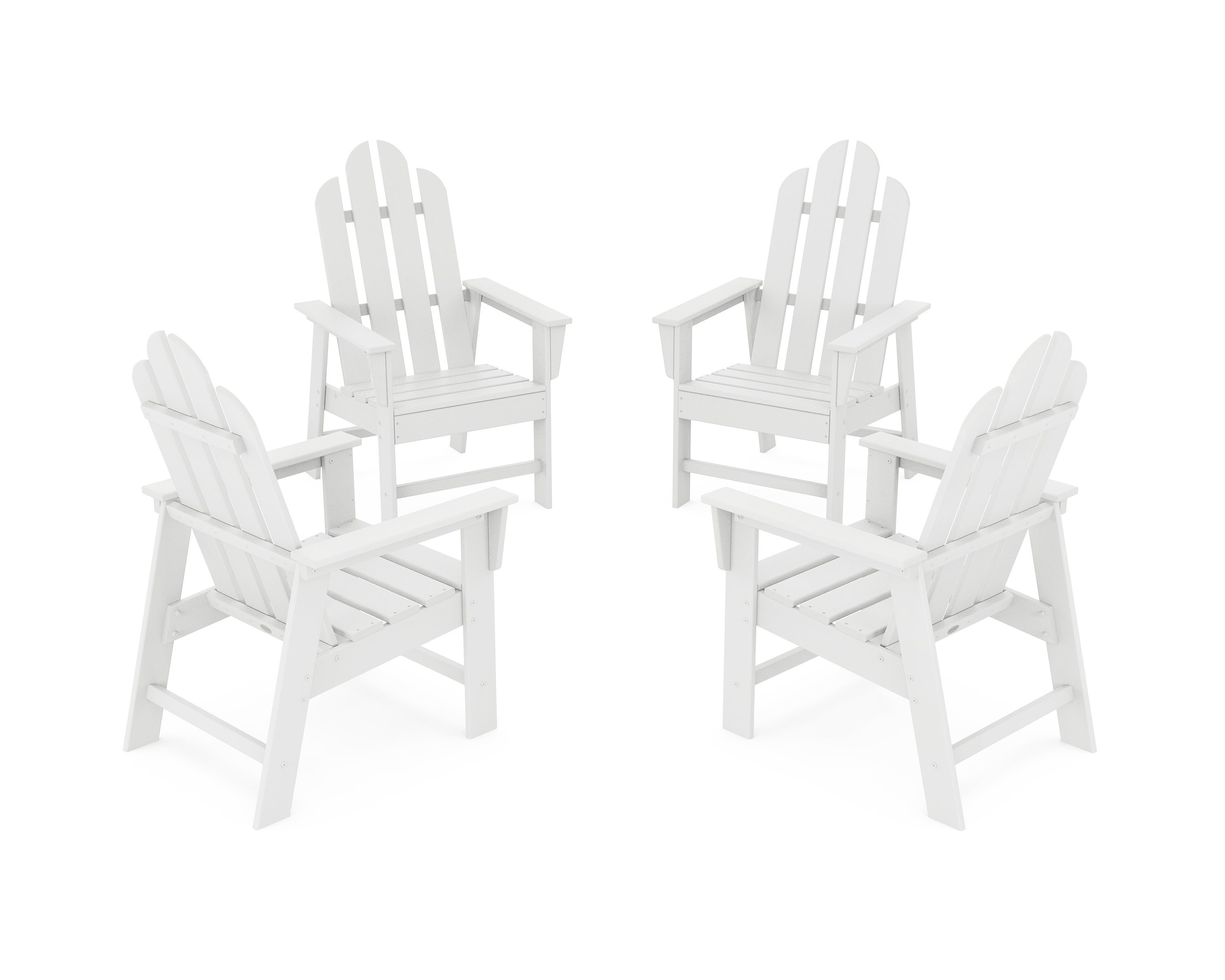 POLYWOOD® Long Island 4-Piece Upright Adirondack Conversation Set in White