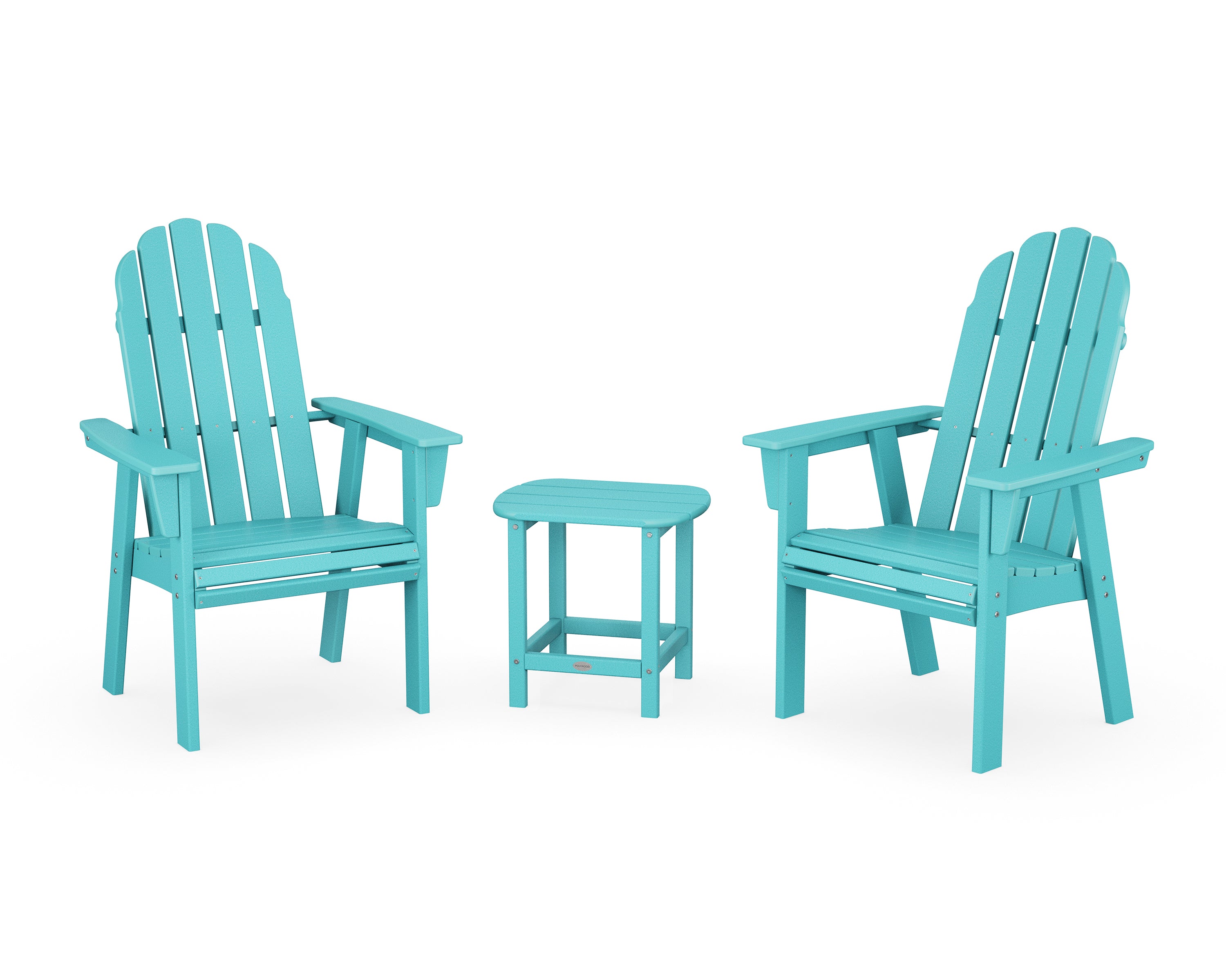 POLYWOOD Vineyard 3-Piece Curveback Upright Adirondack Chair Set in Aruba