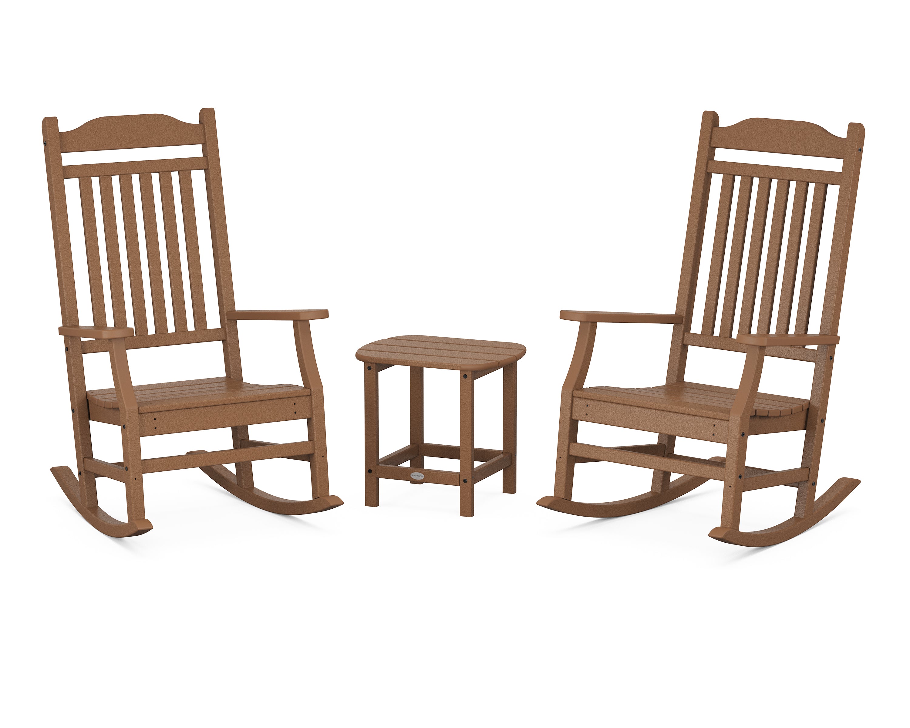 POLYWOOD Country Living Rocking Chair 3-Piece Set in Teak