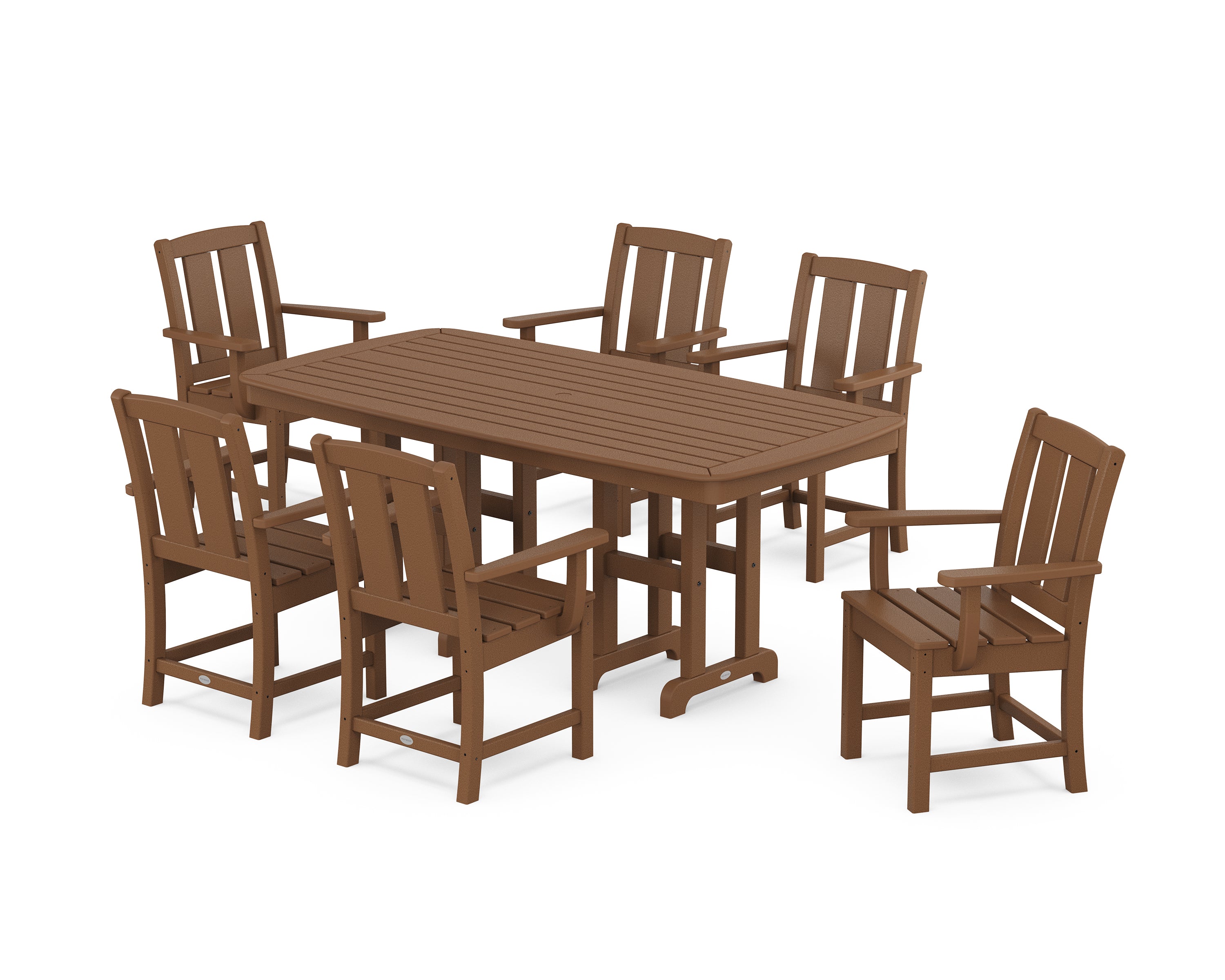 POLYWOOD Mission Arm Chair 7-Piece Dining Set in Teak