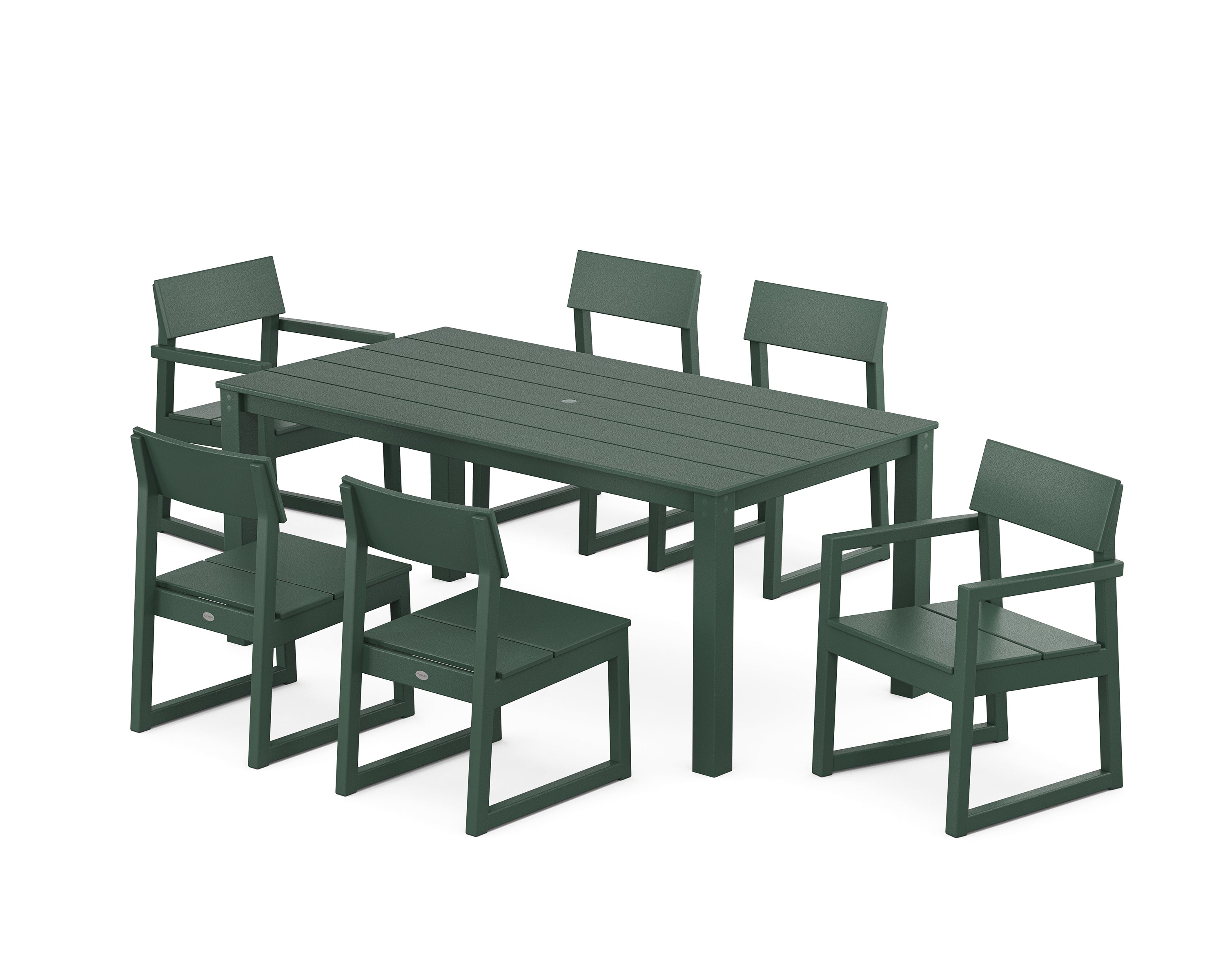 POLYWOOD EDGE 7-Piece Parsons Dining Set in Green