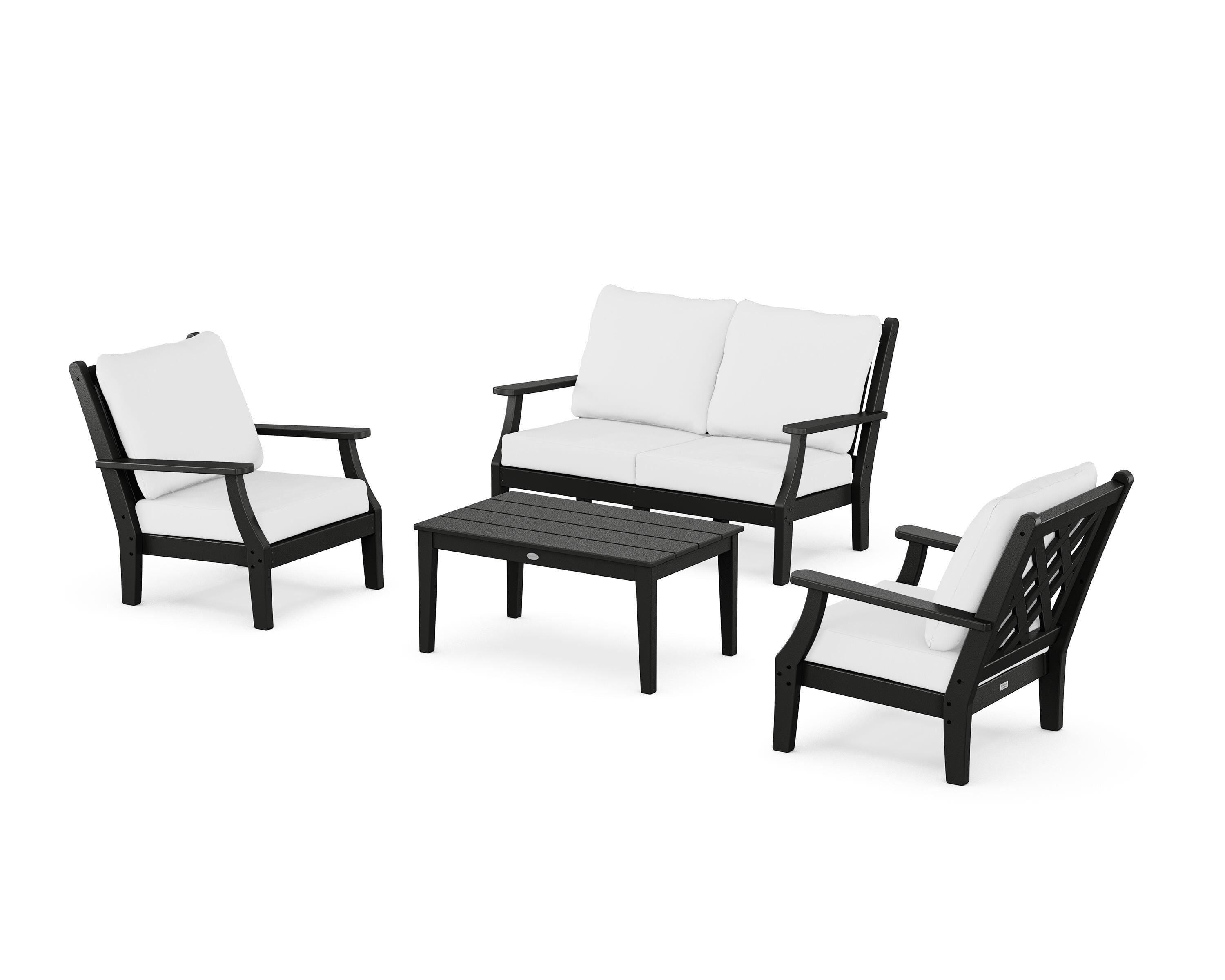 Country Living Wovendale 4-Piece Deep Seating Set with Loveseat in Black / Natural