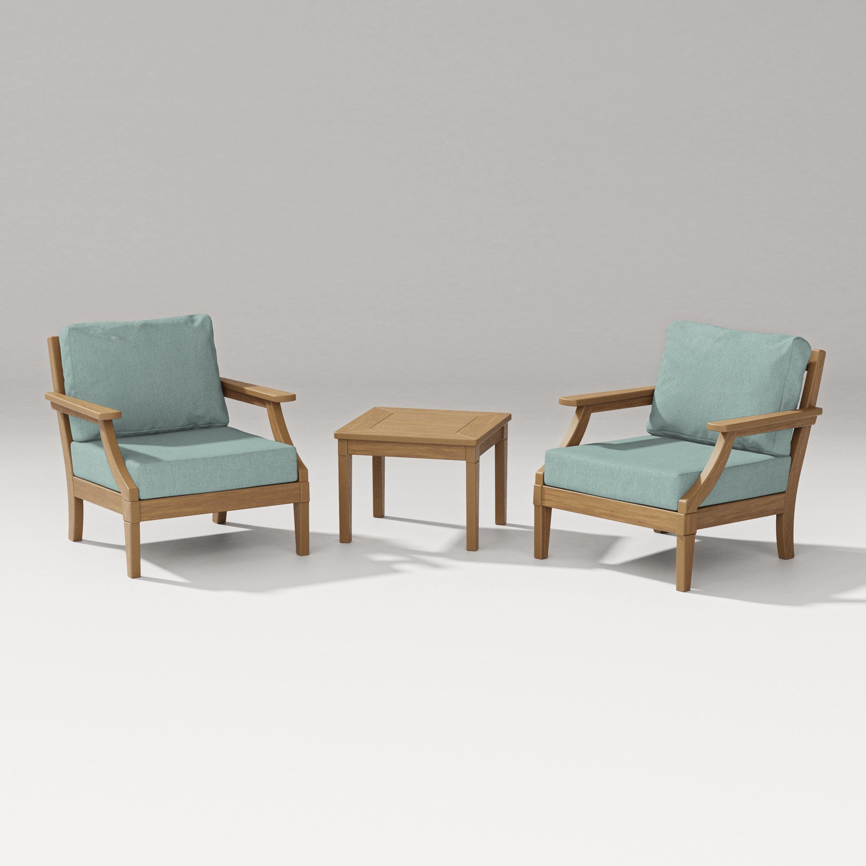 PW Designer Series Estate 3-Piece Lounge Chair Set in Natural / Glacier Spa